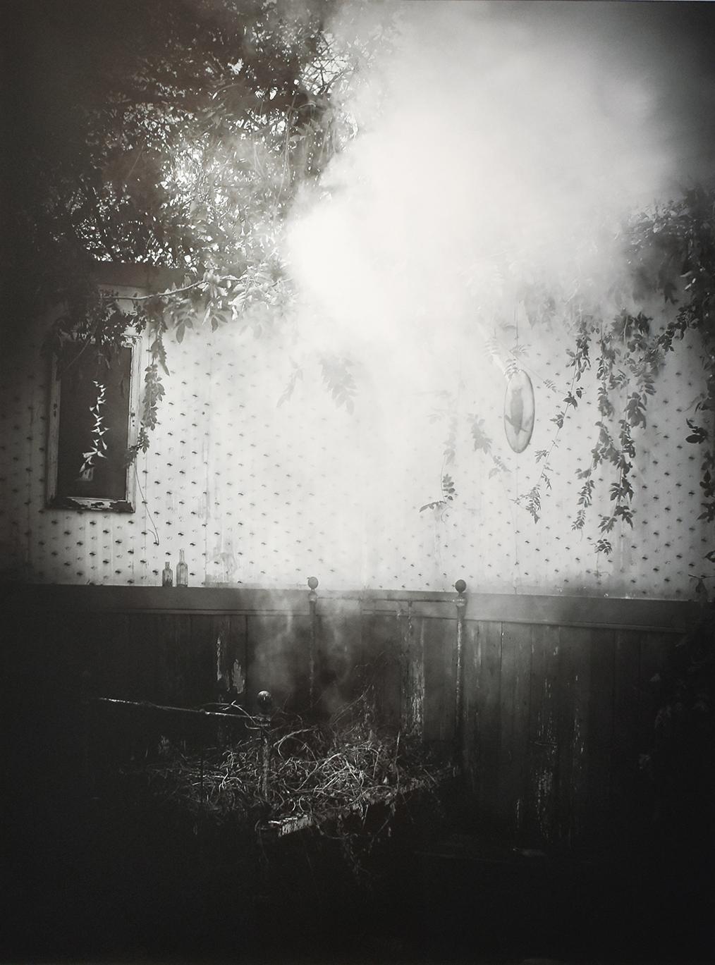 Robert Hite Black and White Photograph - After the Smoke: Modern Black & White Photograph of an Old-Fashioned Interior