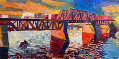 Ponte al tramonto, dipinto originale