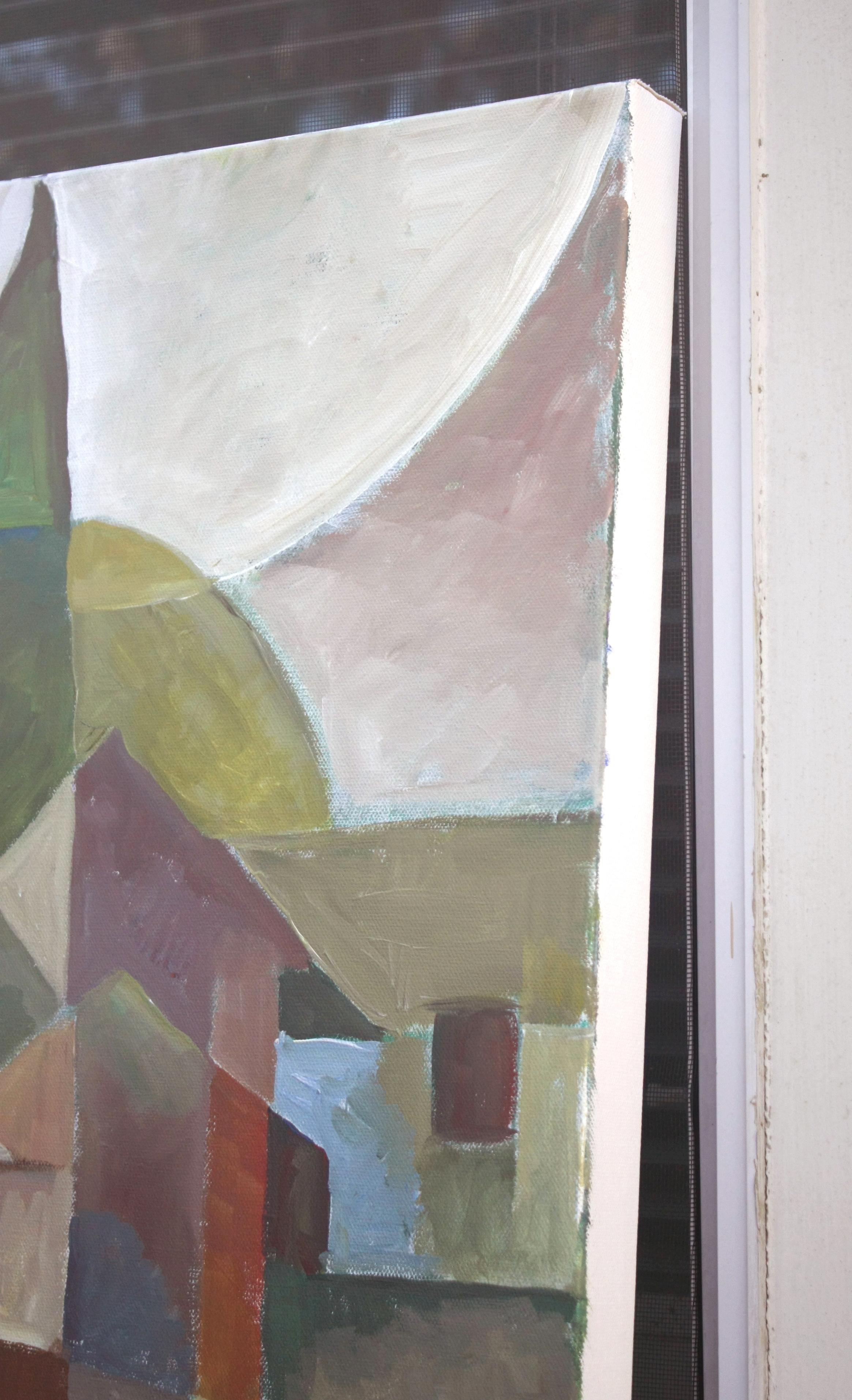Composizione con sole blu, pittura astratta - Painting di Robert Hofherr