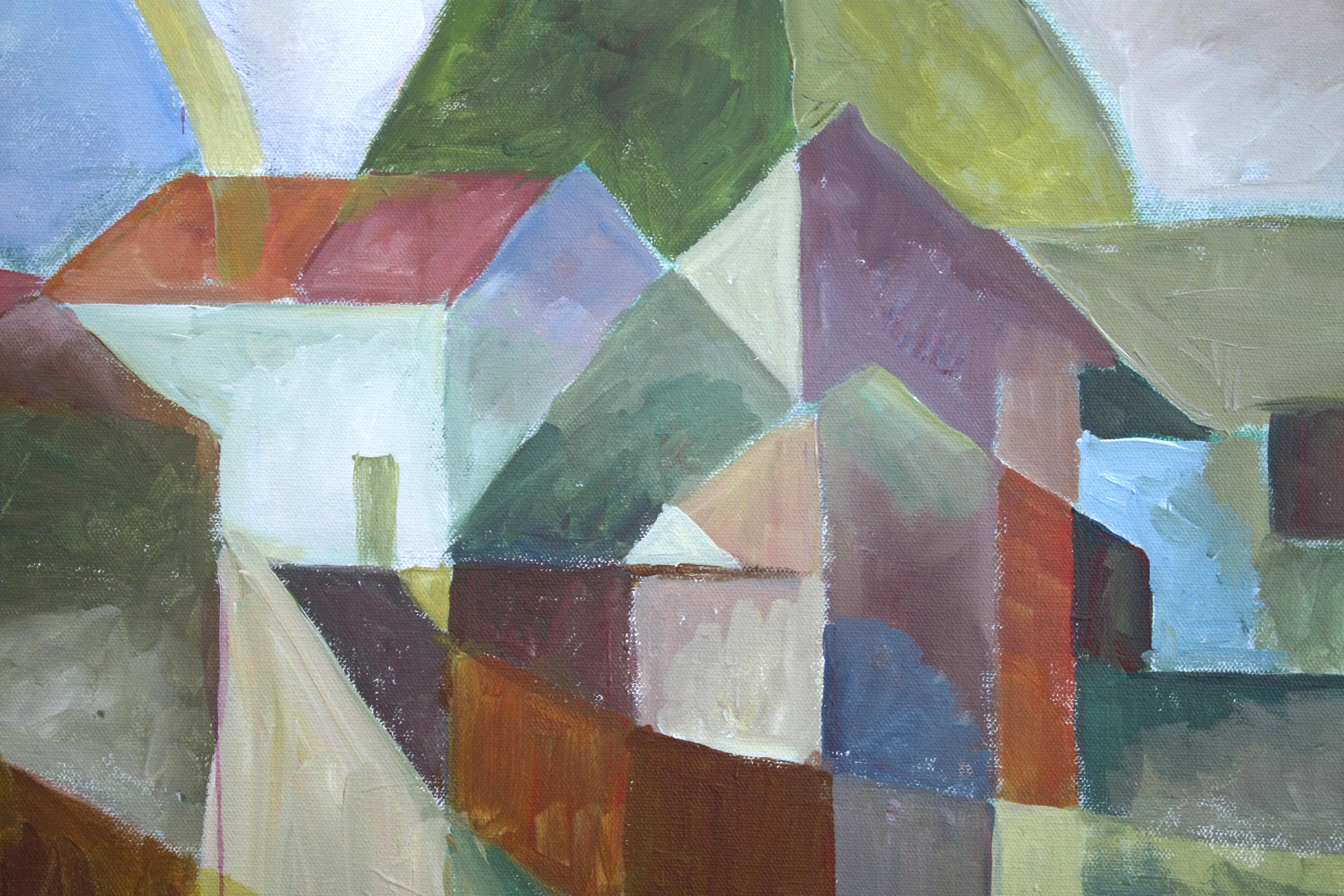 Composizione con sole blu, pittura astratta - Interior Painting Grigio di Robert Hofherr