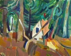 Une maison de campagne dans les bois, peinture originale