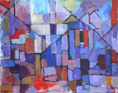 Vintage Derelict Cottages, Abstract Painting