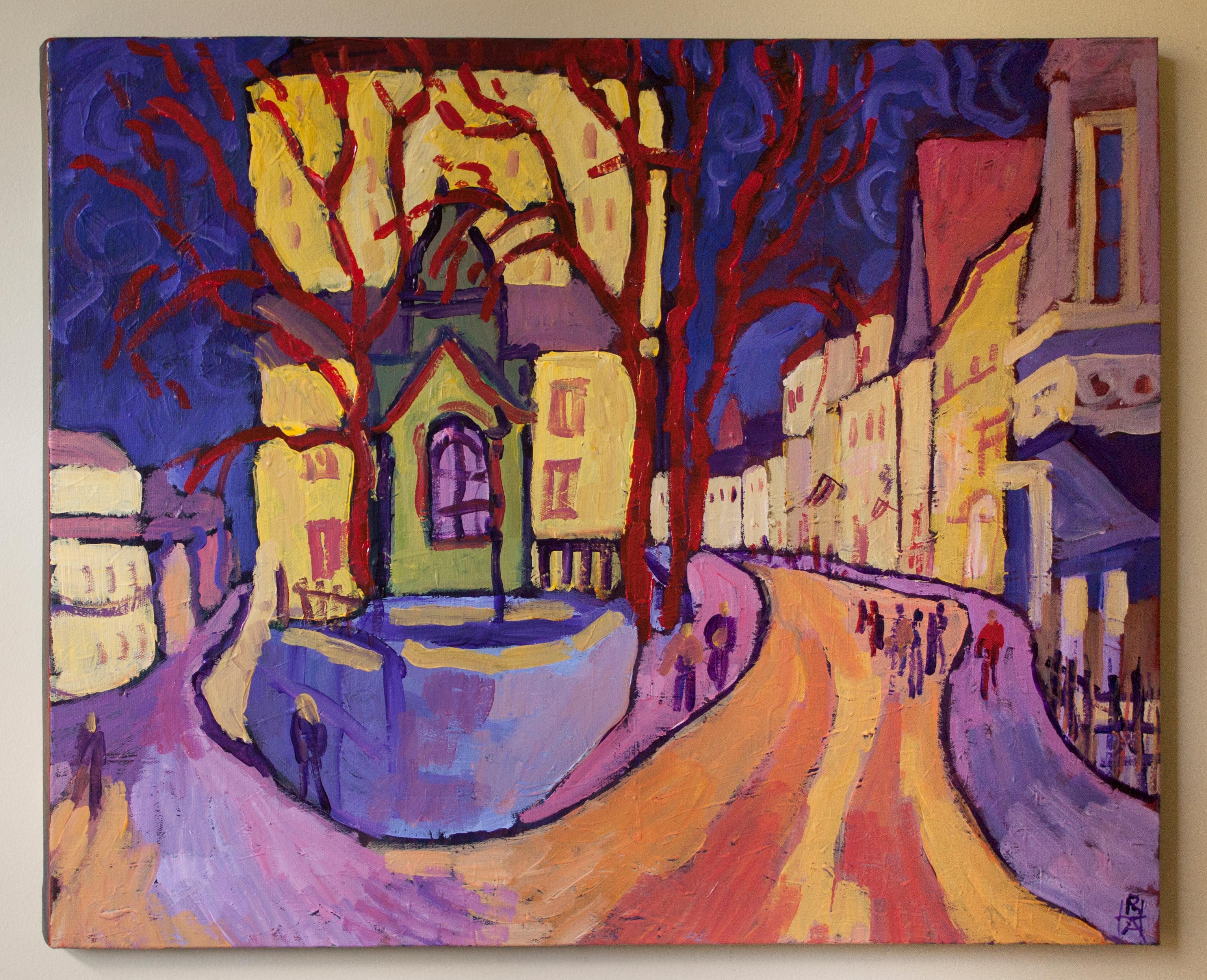 <p>Artist Comments<br />This Fauve-inspired work makes use of two dominant sets of contrasting colors: yellow/violet and blue/orange. This projects and amplifies the colors within the composition. I kept the brushwork loose, and only included detail