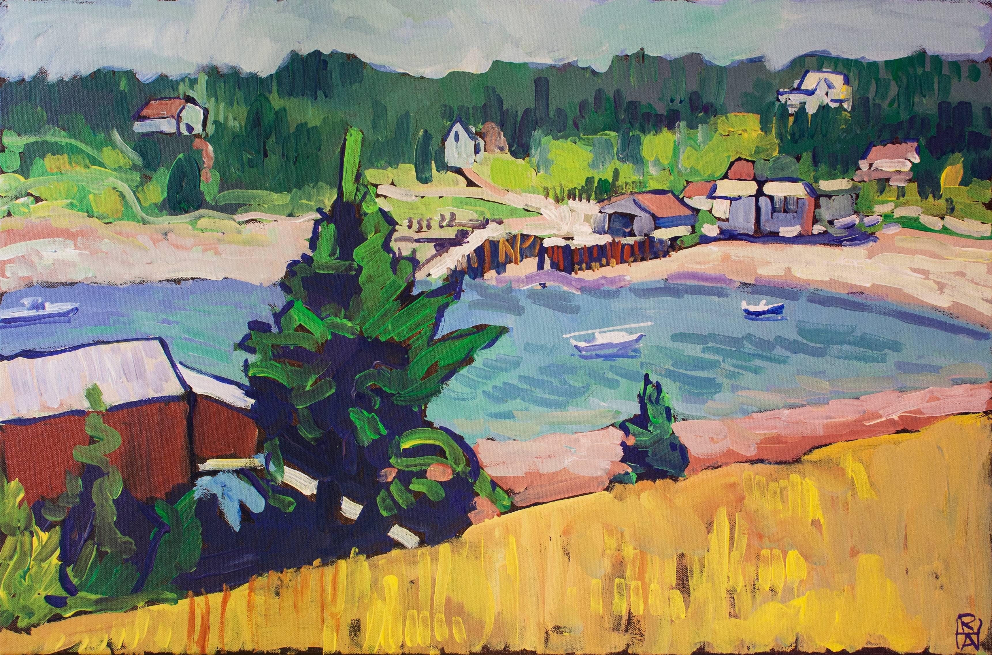 Robert Hofherr Landscape Painting - Harbor in Frenchboro, Maine