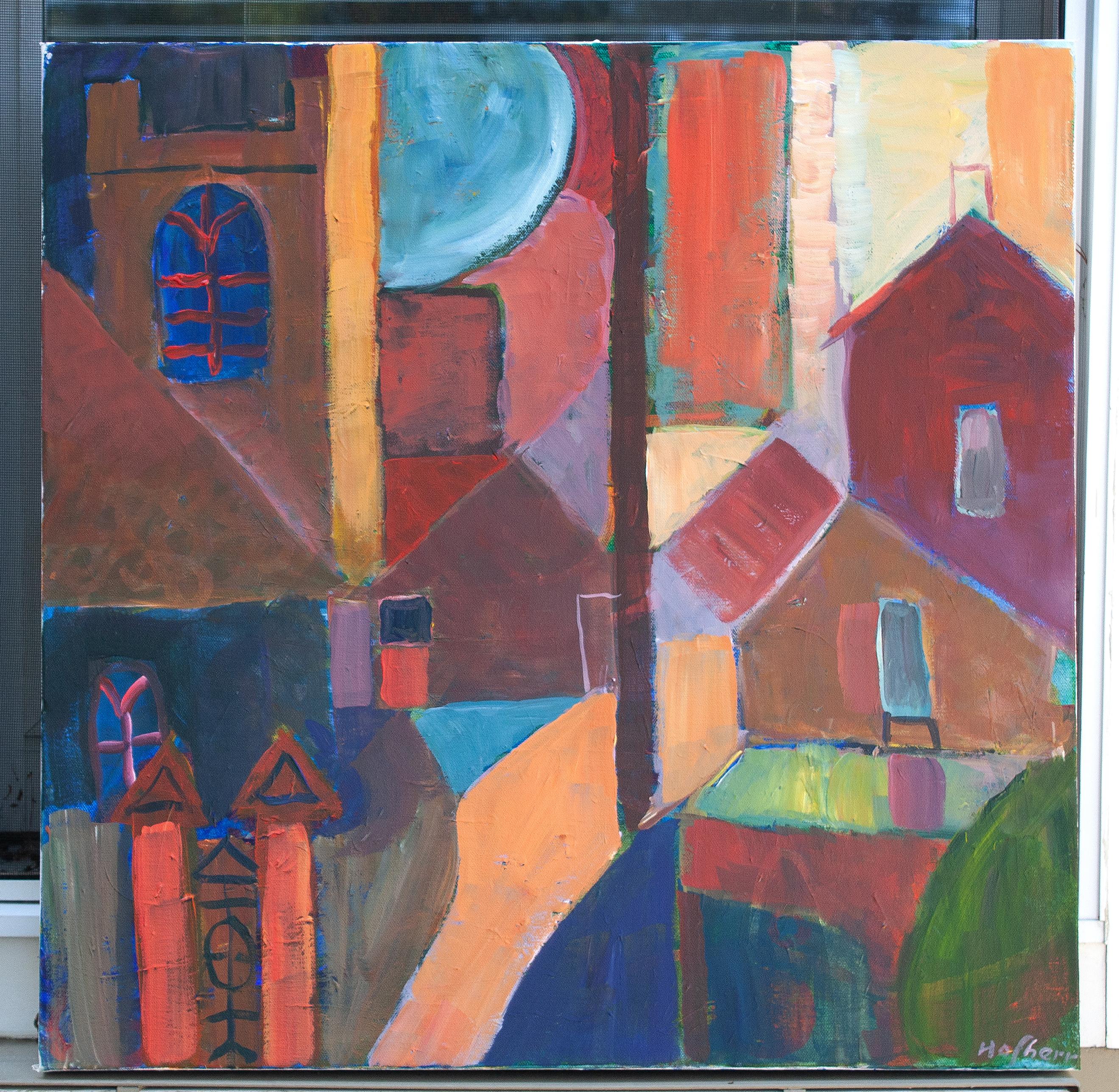 <p>Artist Comments<br />A small northern UK town bursts to life through Fauvist expression and colors. The flattened perspective stacks buildings atop one another, with roads and elements tucked into unlikely spaces. Minimal details and broad paint