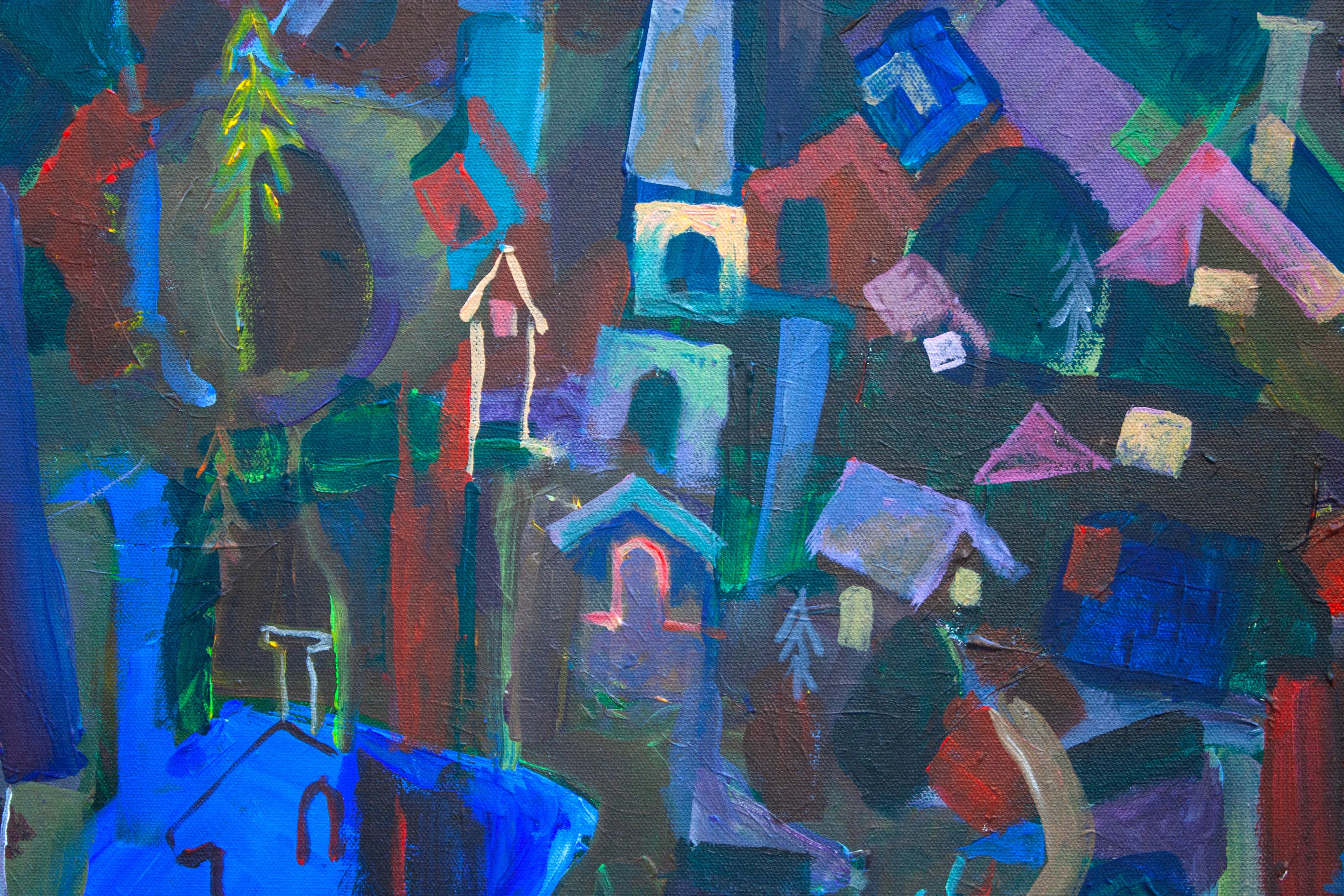 Night Village, peinture originale en vente 1