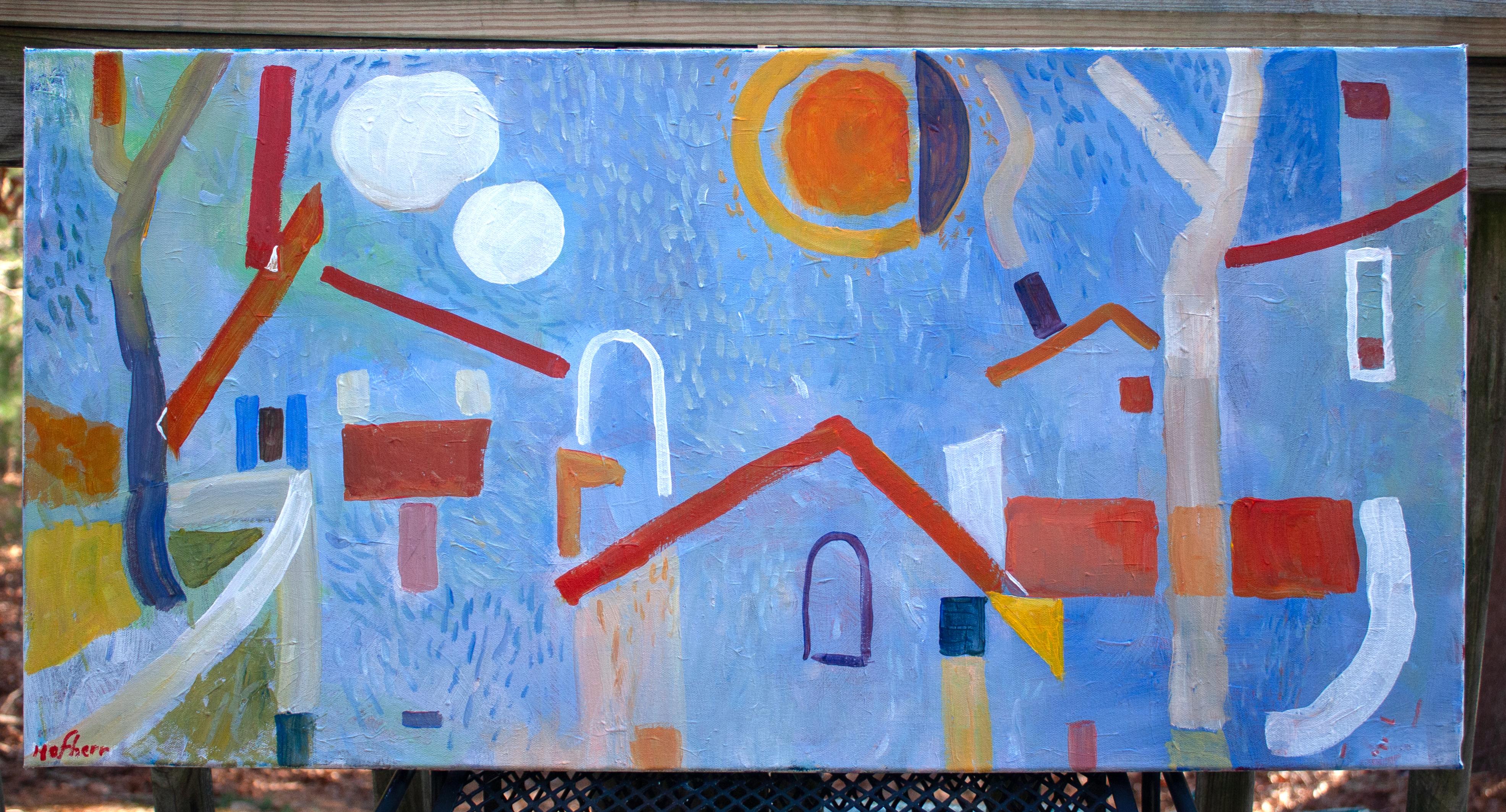 Tetti rossi, Pittura astratta - Painting Astratto di Robert Hofherr