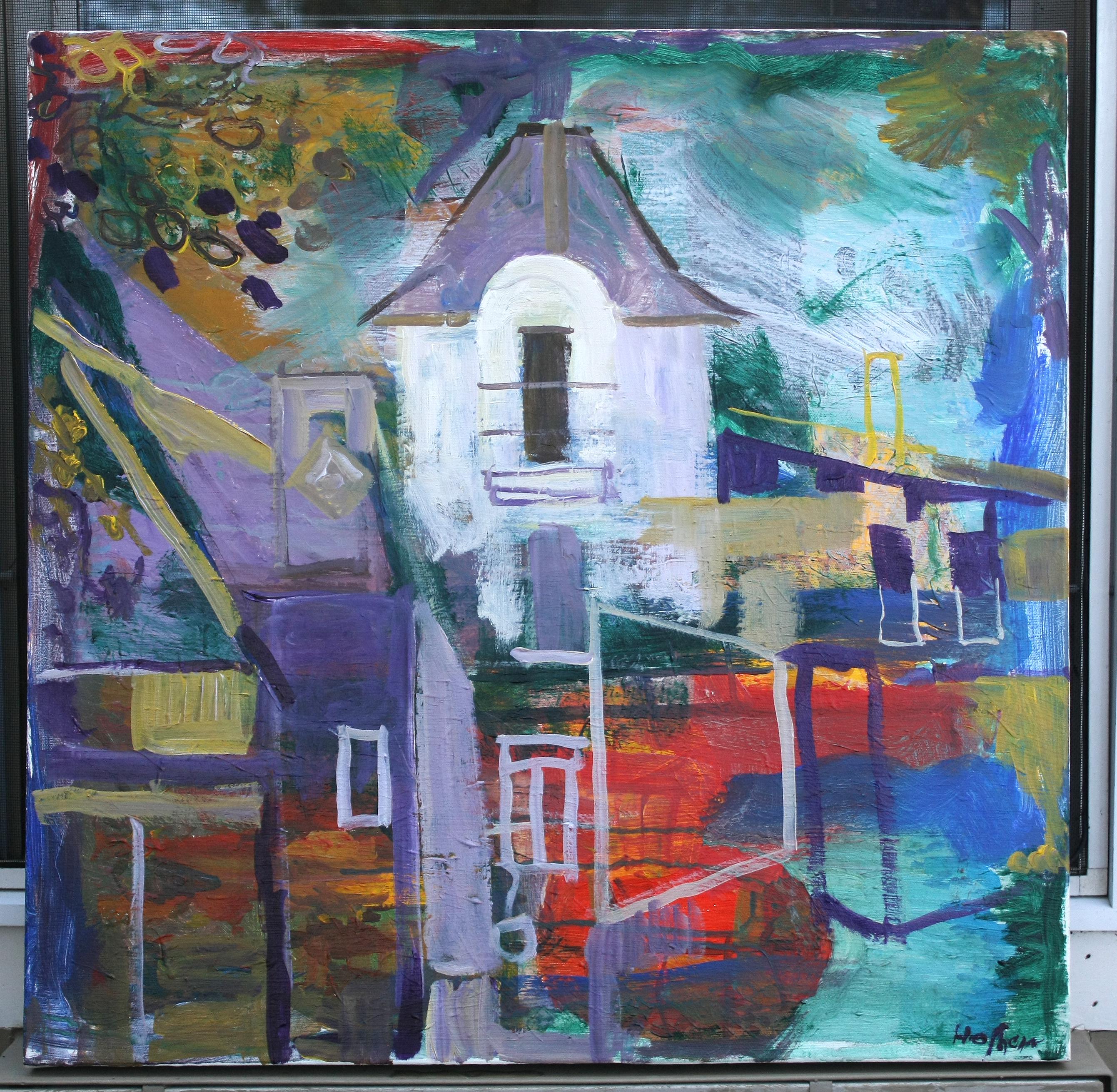<p>Artist Comments<br>An ordinary image of an urban house transforms into a stylized representation using expressive colors and paint handling. Linear elements replace many structural features, merging with the wildly textured underpainting and