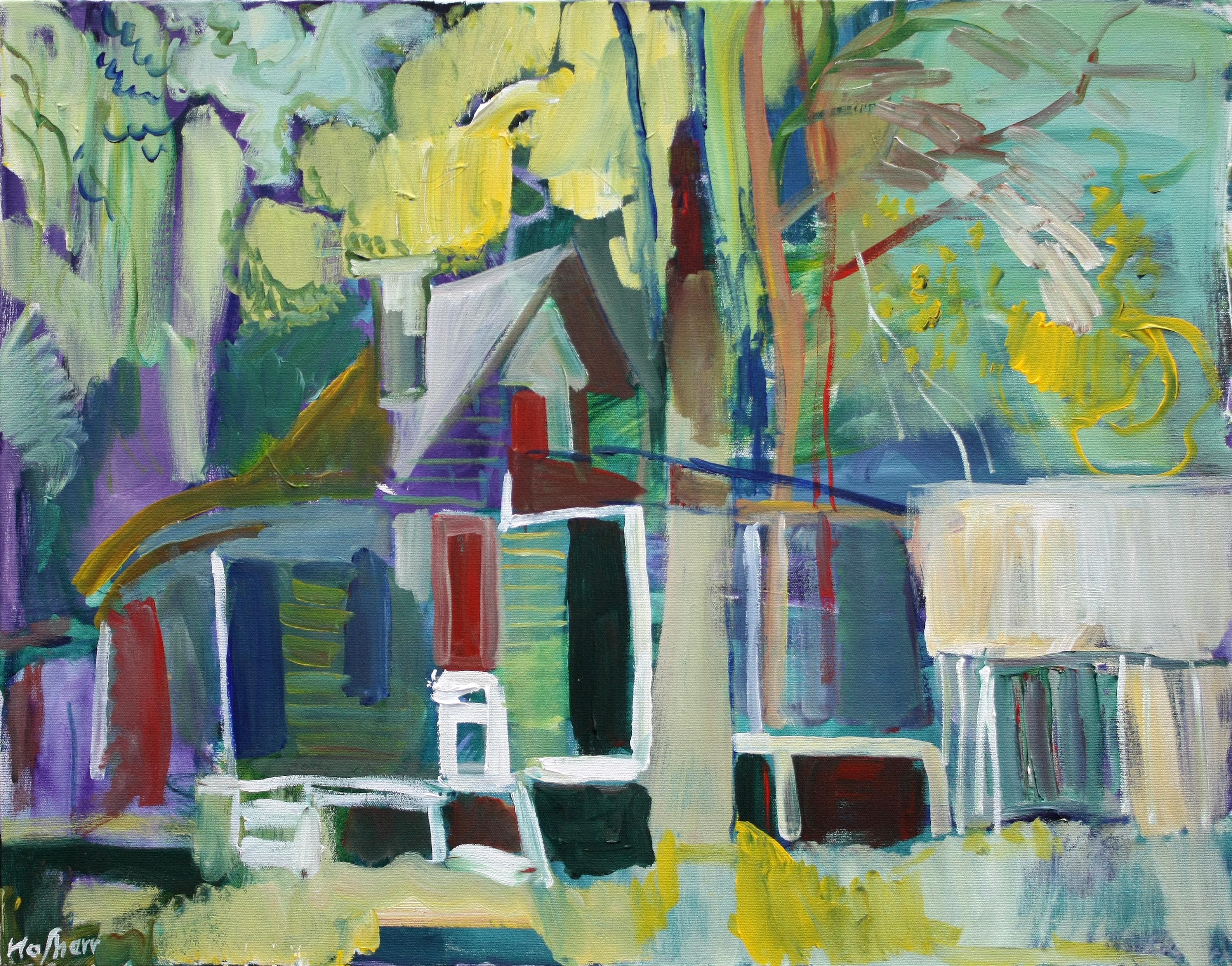 Rustic Cabin, Original Painting - Art by Robert Hofherr