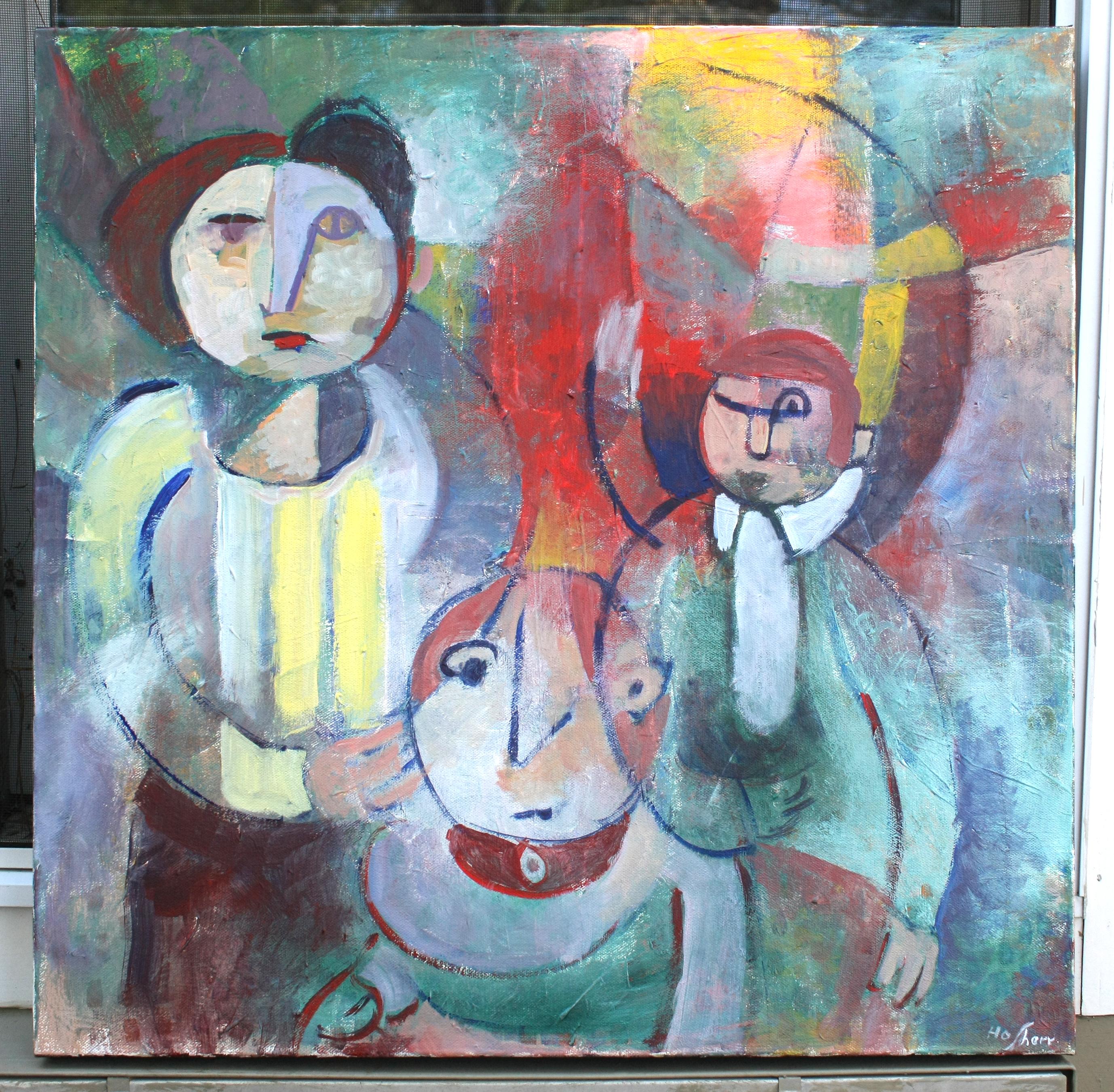 Stylized Figures, Abstract Painting For Sale 2