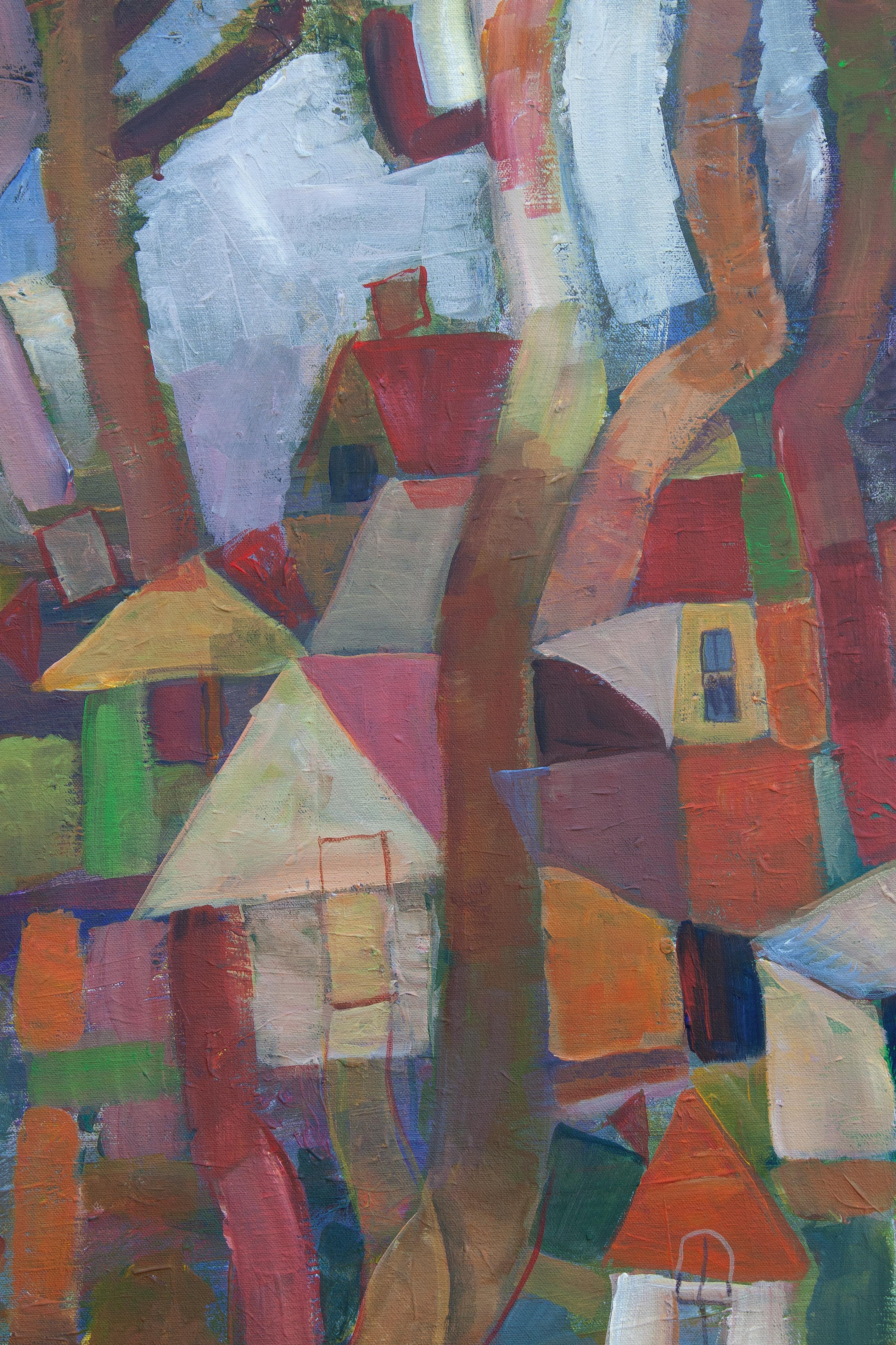 Wooded Village, Original Painting For Sale 1