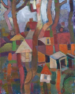 Wooded Village, Original Painting