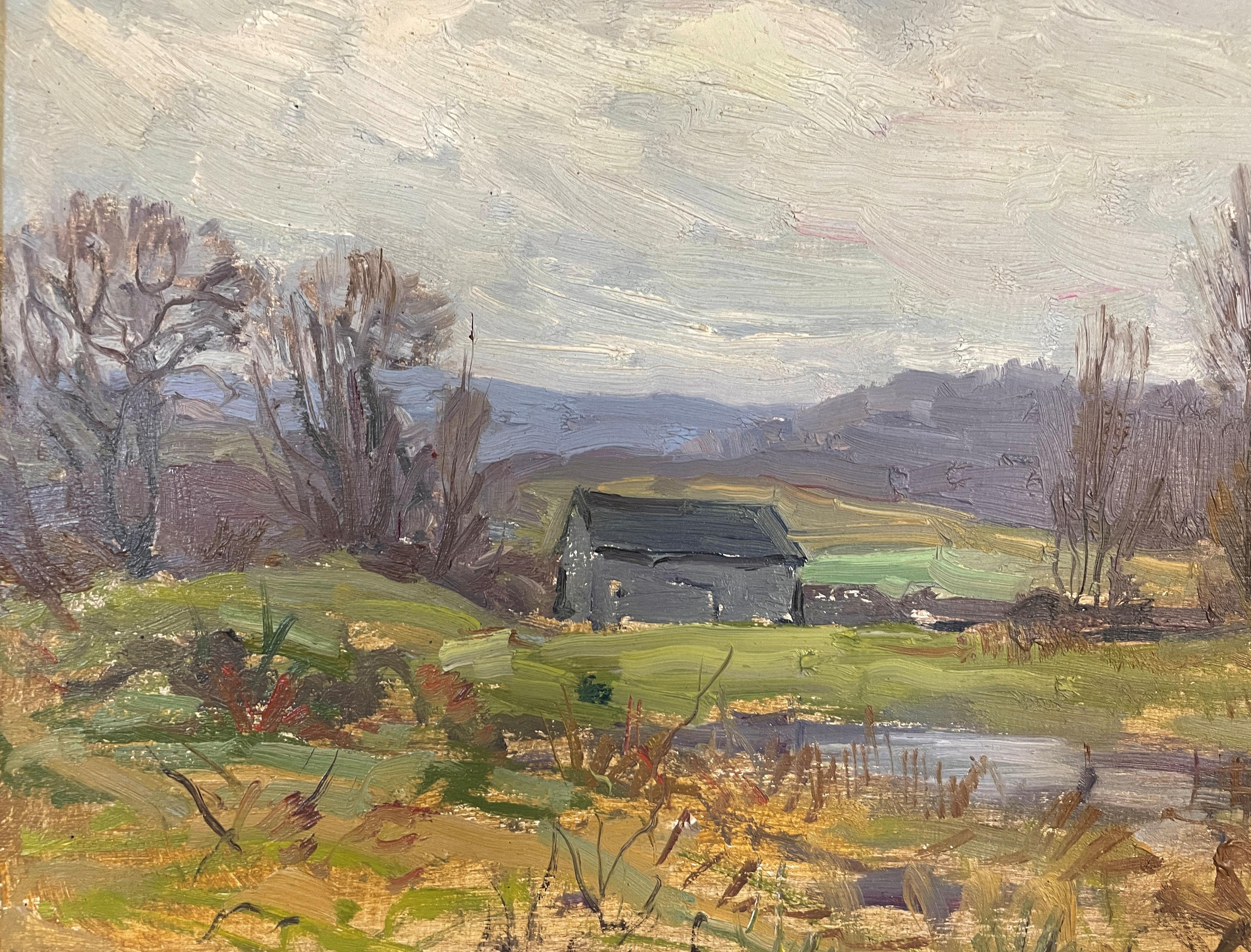 Robert Hogg Nisbet Landscape Painting - "Earliest Spring, South Kent, Connecticut" Robert Nisbet Impressionist Landscape