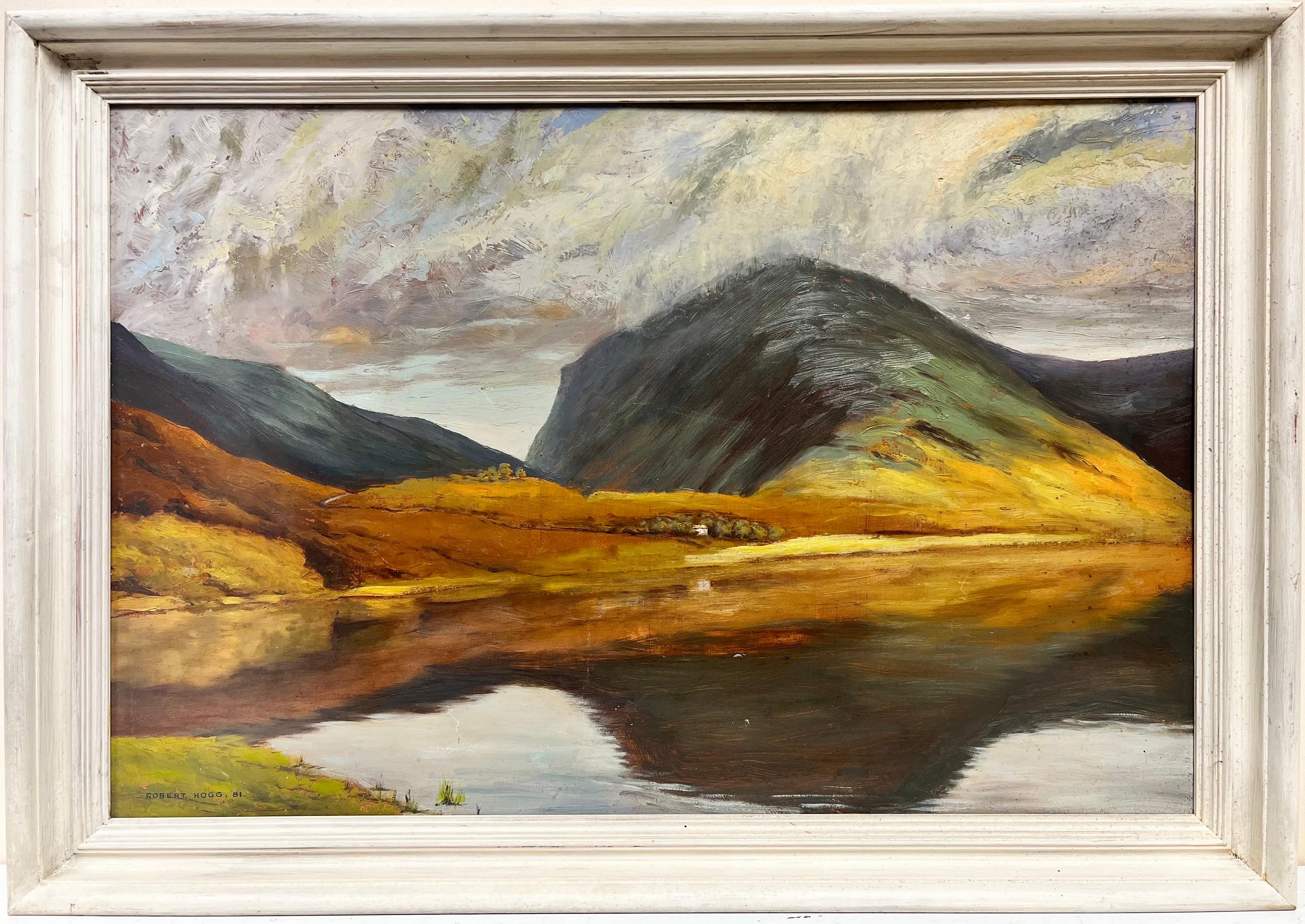 Buttermere Lake District Moody & Atmospheric Landscape Clouds over Lake, signed - Painting by Robert Hogg