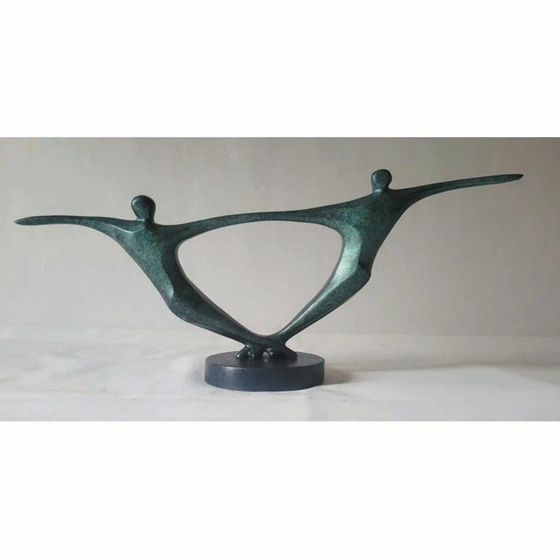 Robert Holmes Figurative Sculpture - Dancers (Miniature) Turquoise Patina #2/40