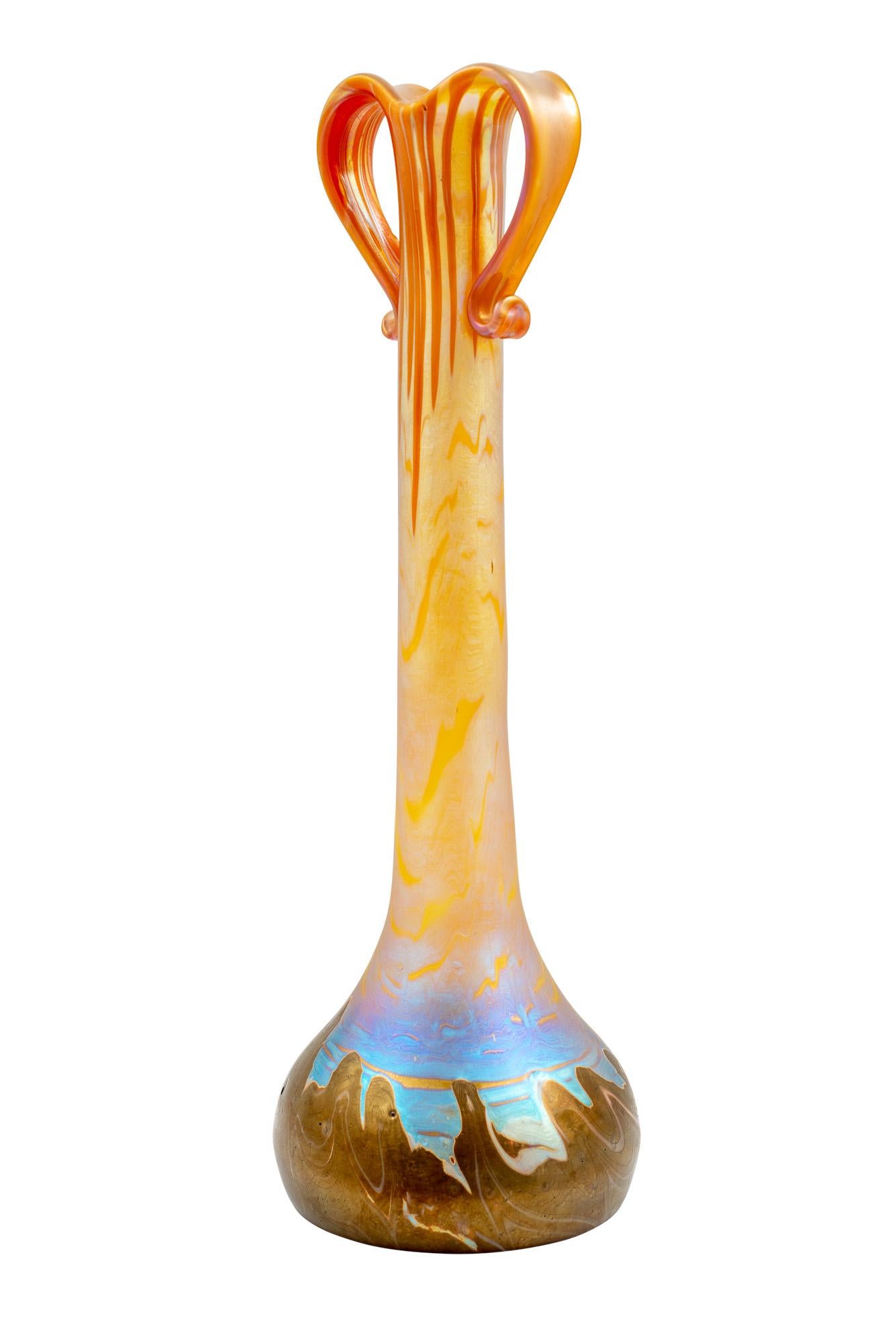 Art Nouveau Robert Holubetz Handle Vase Johann Loetz-Witwe Phenomen Genre 358, circa 1900