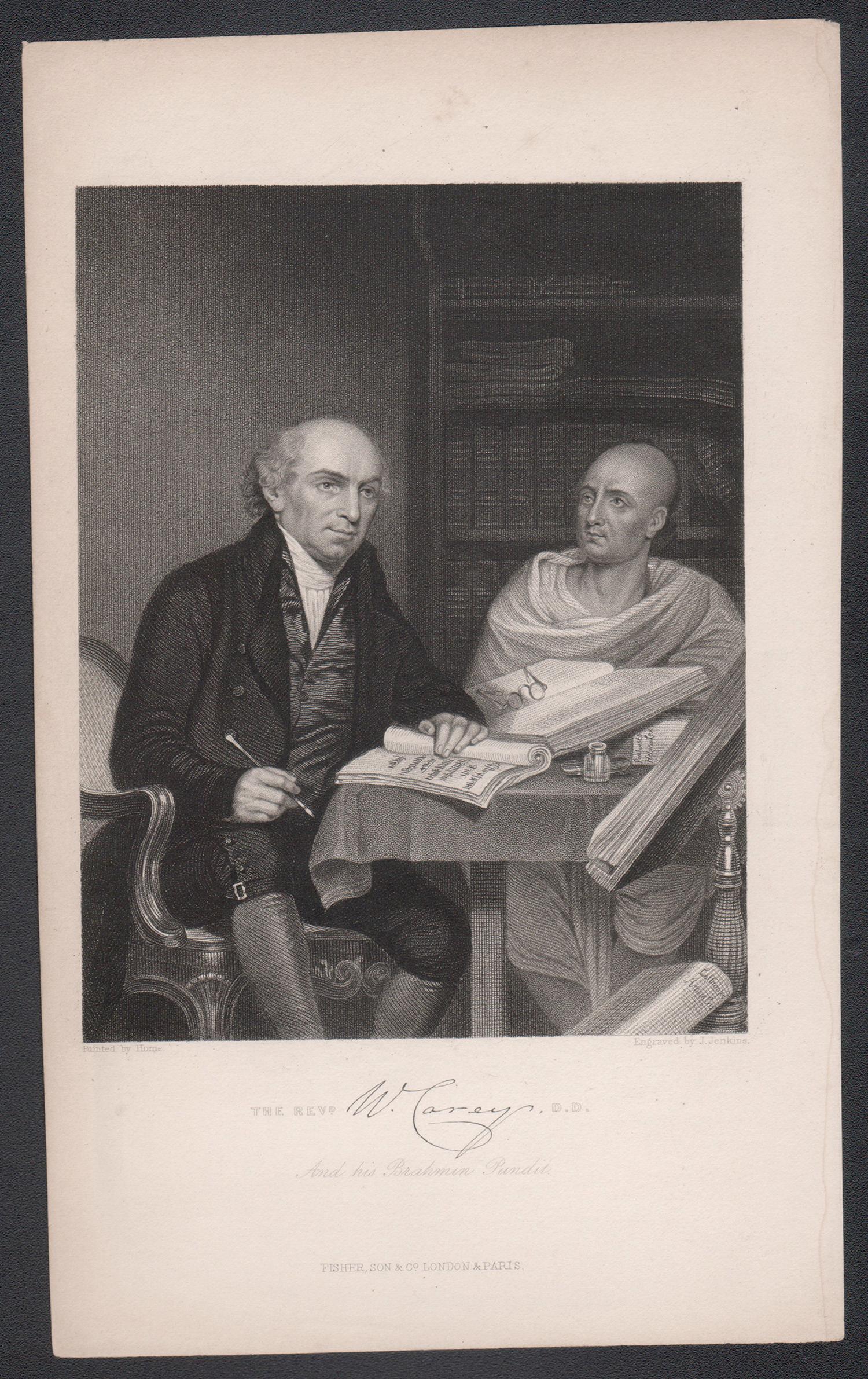 Il reverendo William Carey, missionario, ritratto stampato nel XIX secolo - Print di Robert Home