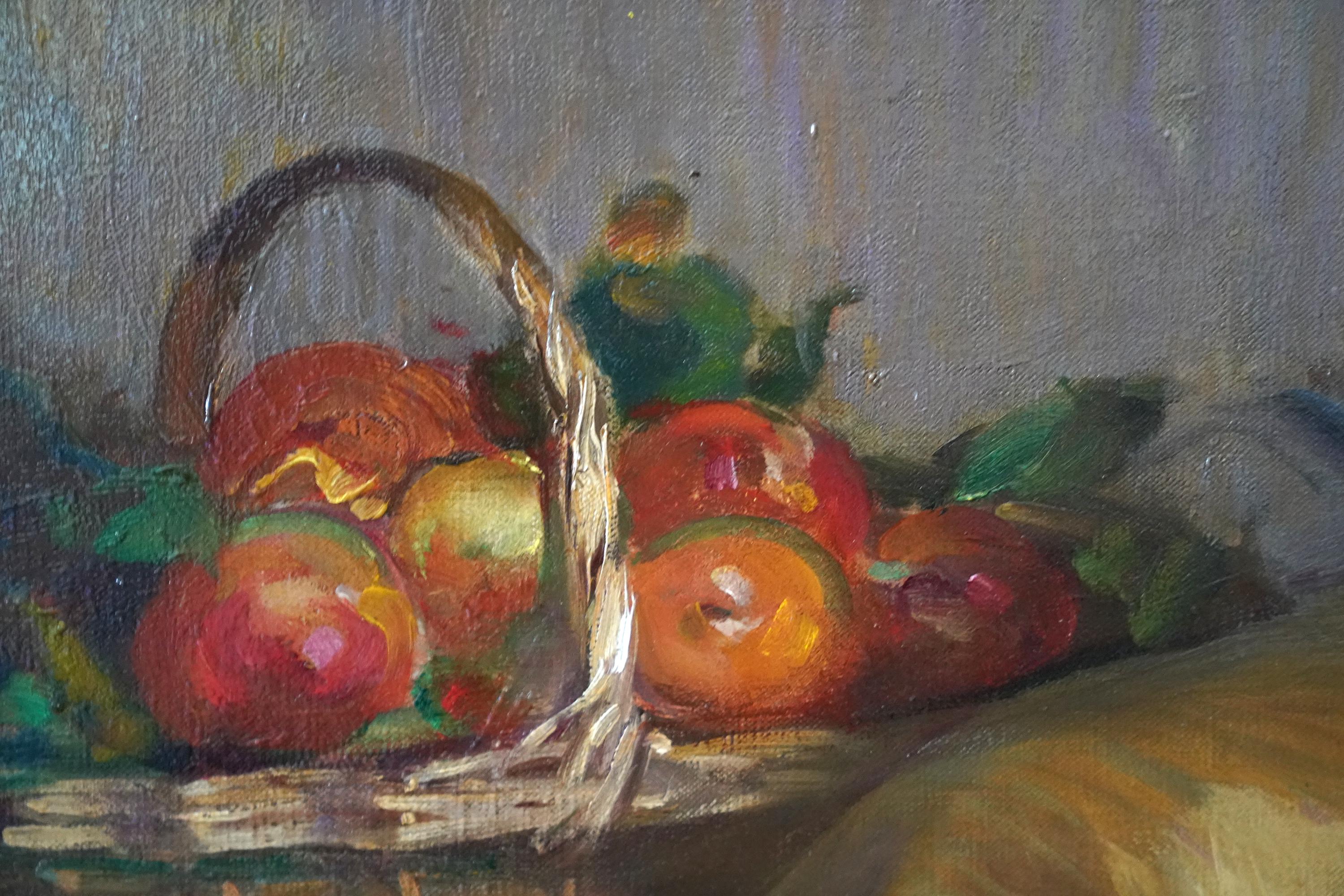 La Manzana de Oro - RSA británica exh arte retrato femenino pintura al óleo pavo real pájaro en venta 3