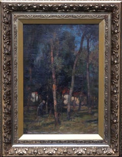 Wood Gatherer East Linton - Scottish 19thC Impressionist Landscape oil painting