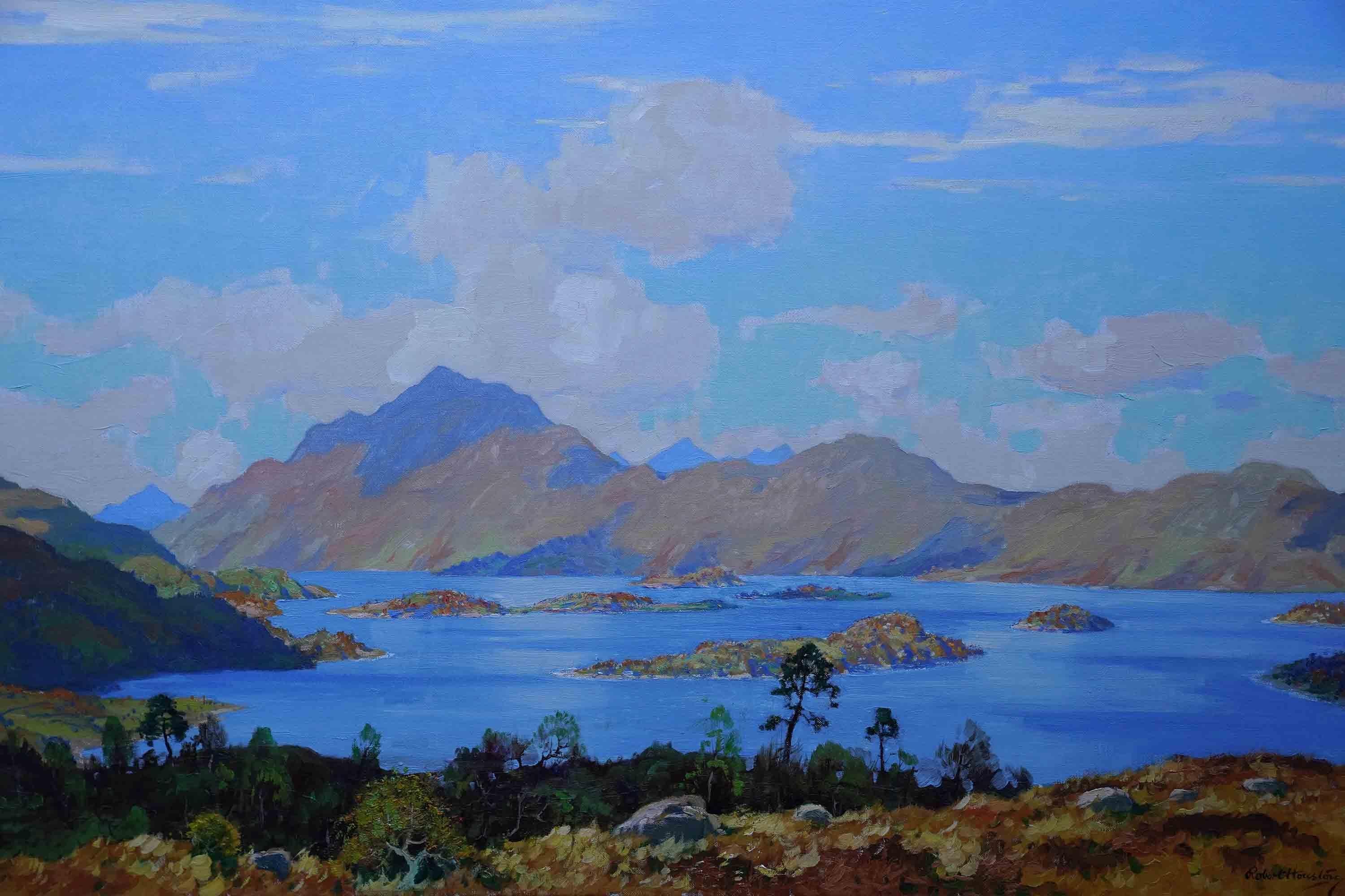 Loch Lomond Schottland – schottisches ausgestelltes Ölgemälde in Landschaft, Loch Lomond (Realismus), Painting, von Robert Houston
