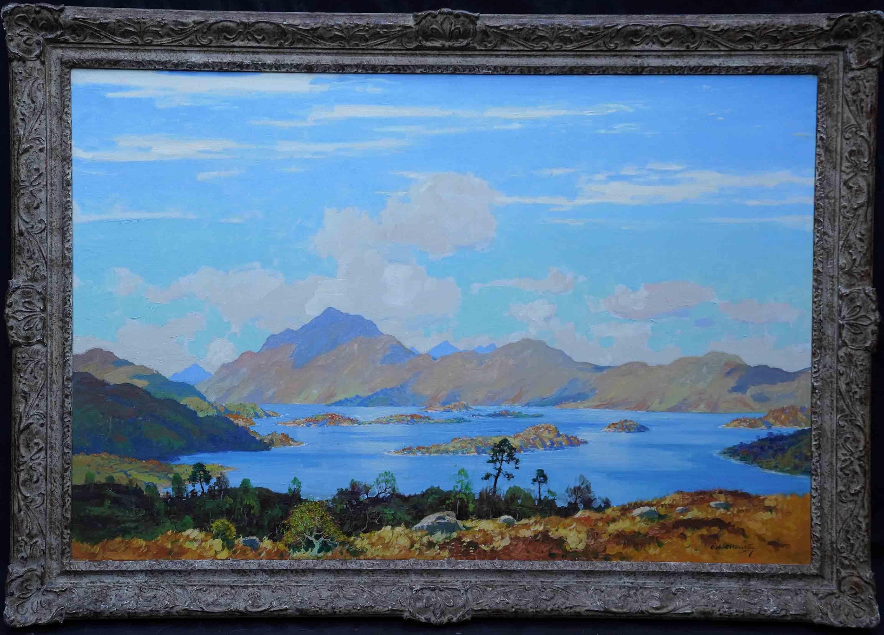 Robert Houston Landscape Painting – Loch Lomond Schottland – schottisches ausgestelltes Ölgemälde in Landschaft, Loch Lomond