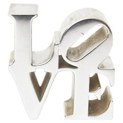 Robert Indiana Chrome LOVE, presse-papiers sculpture de bureau, accessoire vintage