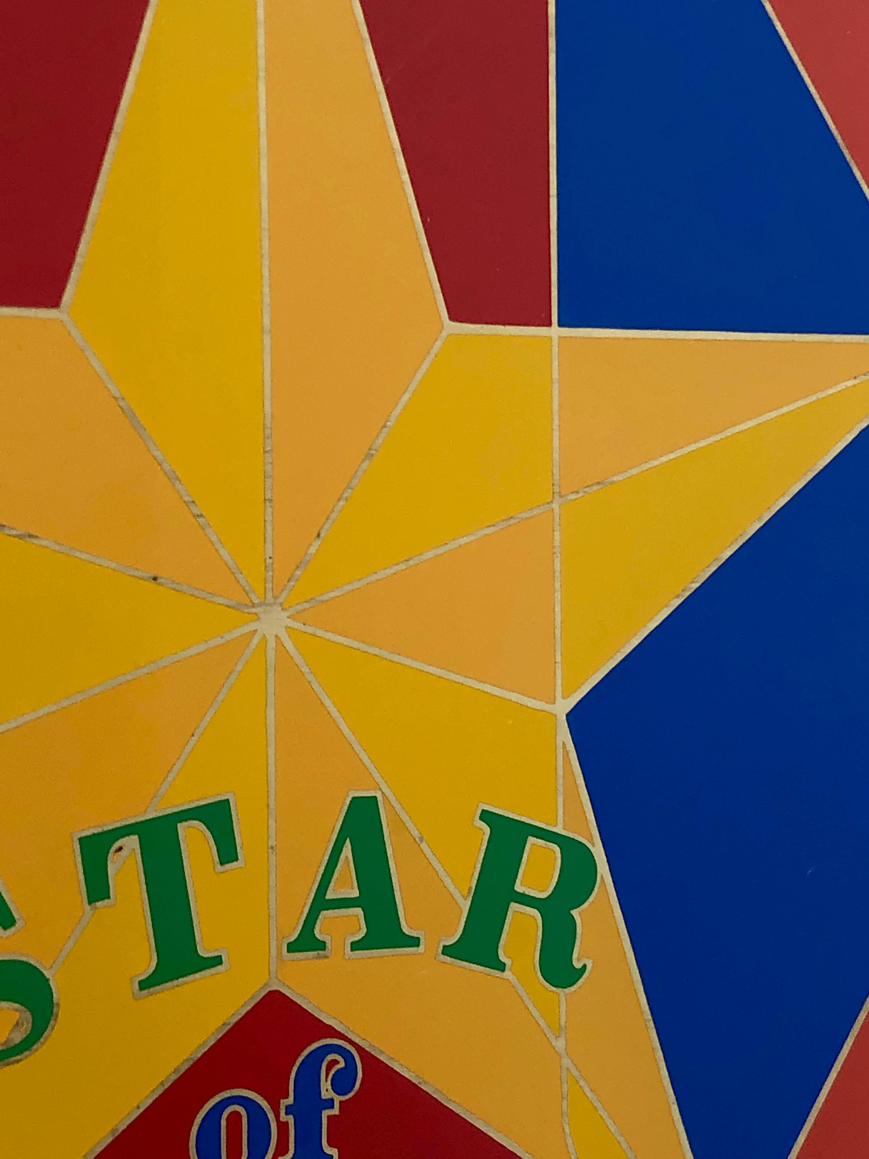 Robert Indiana Enamel on Metal, Star of Hope, 1972 in Red, Blue, Yellow & Green In Good Condition In Houston, TX