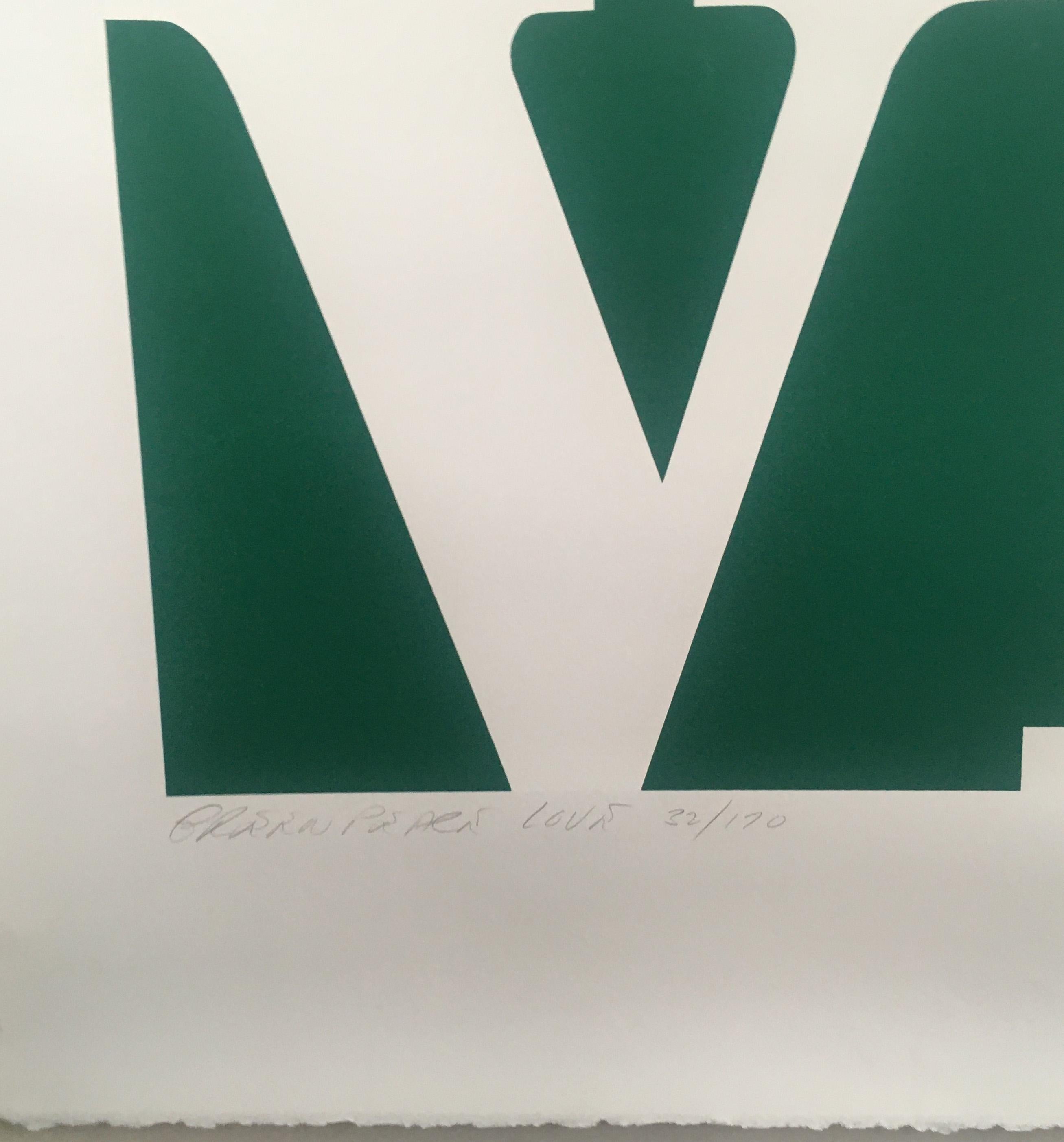 Hand-Crafted Robert Indiana Greenpeace Love 32/170  For Sale