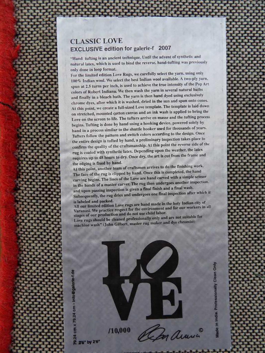 Wool Robert Indiana Heliotherapy, Classic Love Carpet