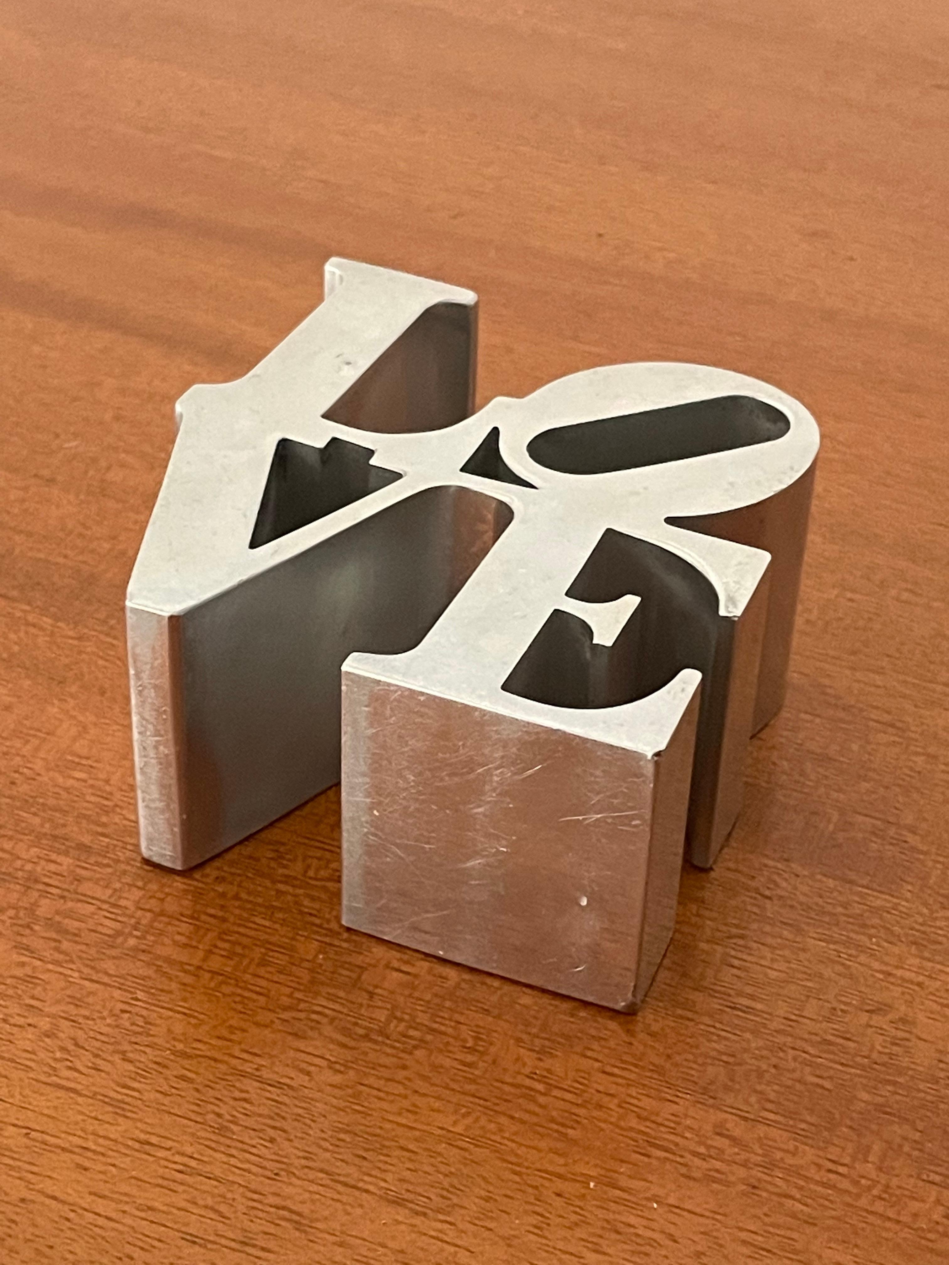 Metal Robert Indiana Love Paperweight or Small Sculpture