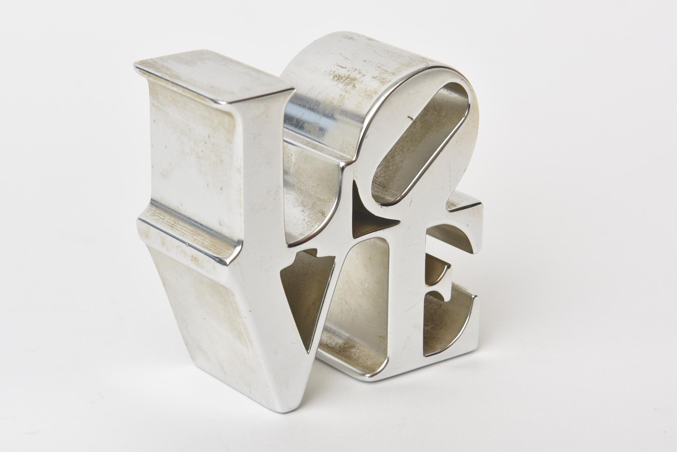 Modern Robert Indiana Love Paperweight Sculpture Desk Accessory