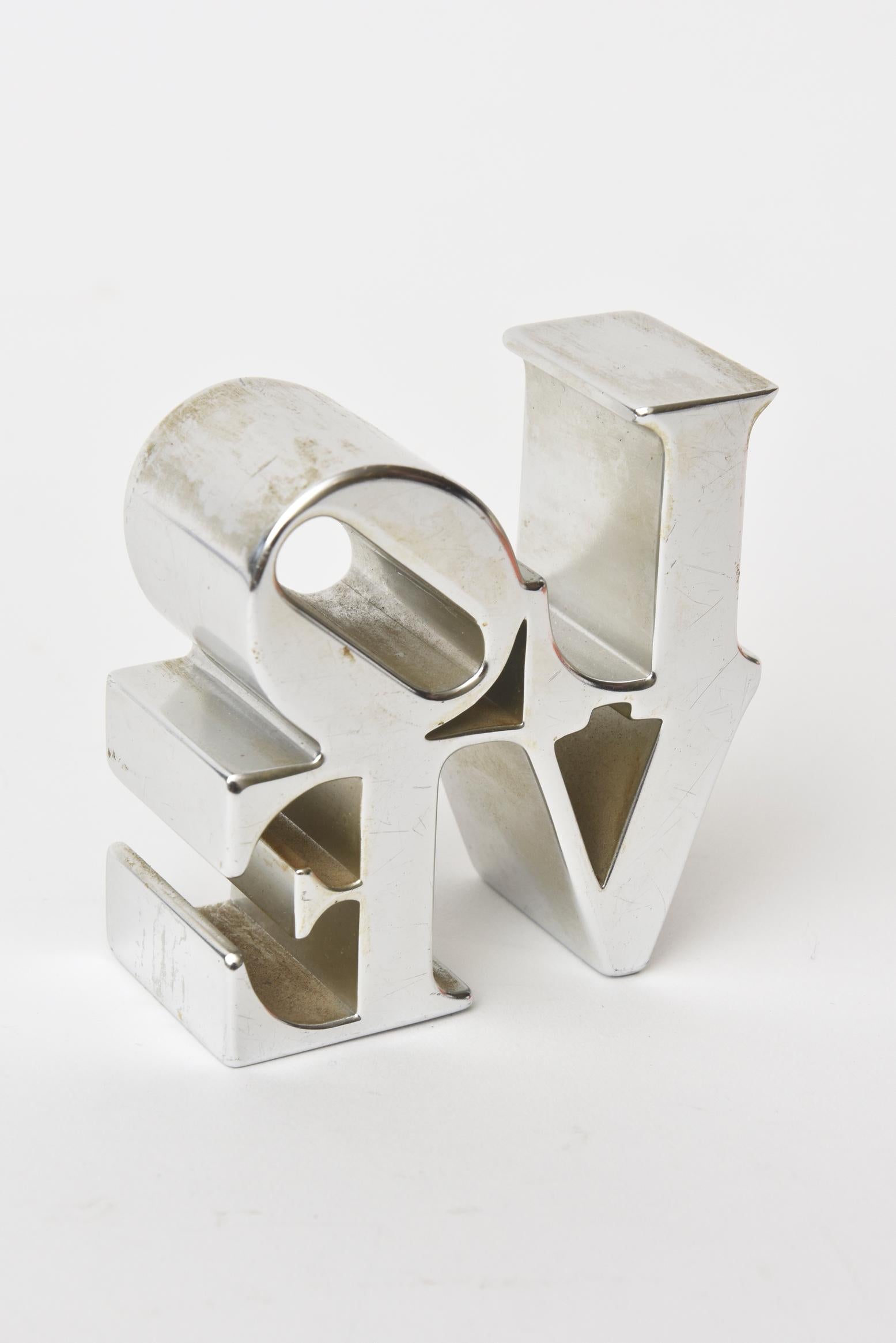 Robert Indiana Love Paperweight Sculpture Desk Accessory In Good Condition In North Miami, FL