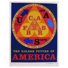 Robert Indiana Pot Art, 1976 "The Golden Future of America"