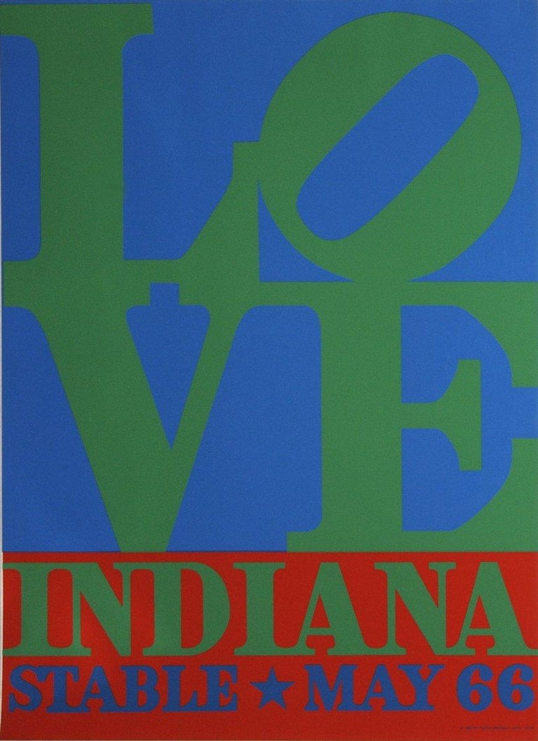 1971 After Robert Indiana 'LOVE-Stable' Pop Art Green,Blue,Red USA Serigraph - Print by Robert Indiana