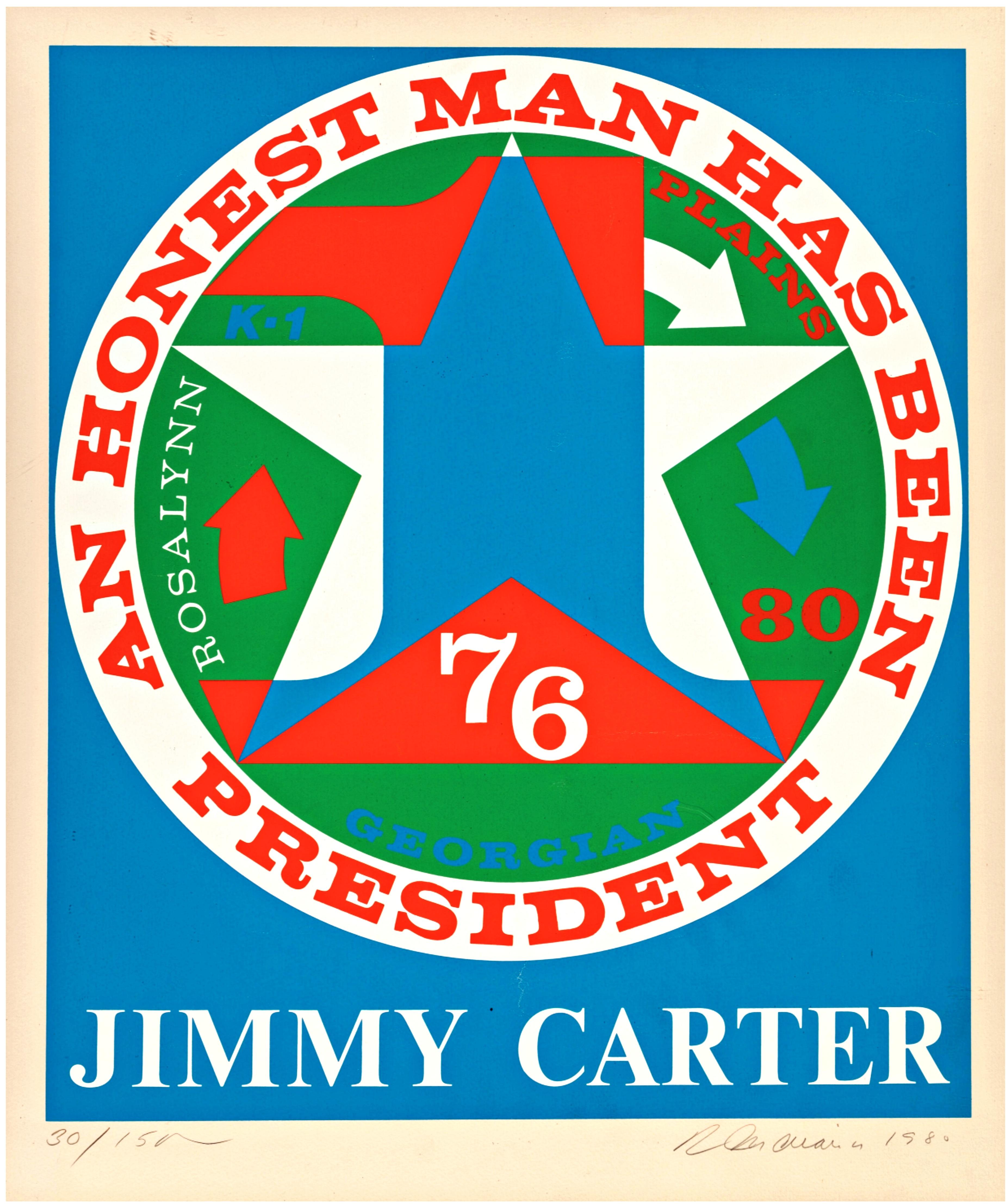 Robert Indiana Figurative Print – Ein ehelicher Mann wurde Präsident: JIMMY CARTER (Sheehan 112) Siebdruck Signiert/N