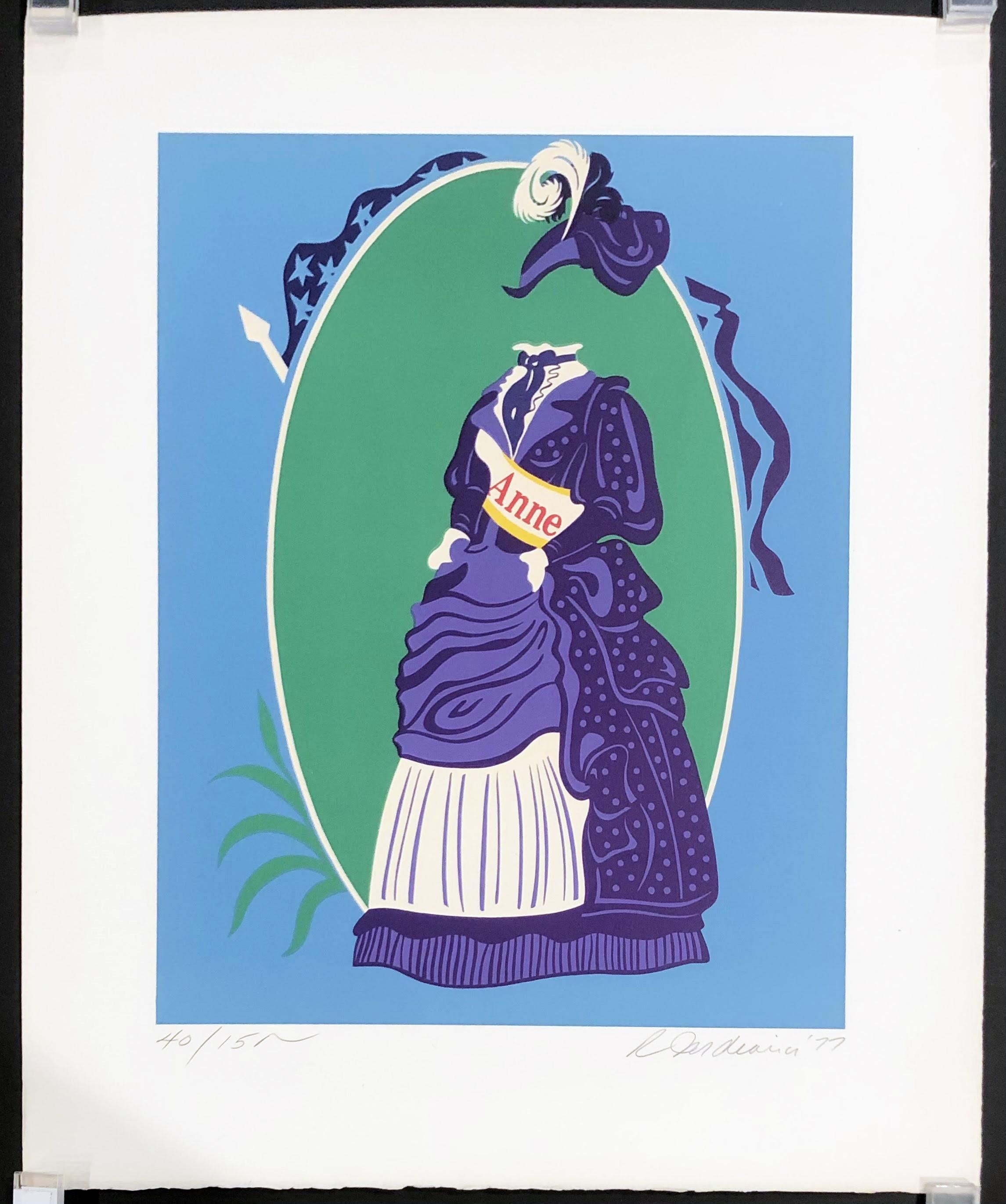 Anne - Blue Figurative Print by Robert Indiana