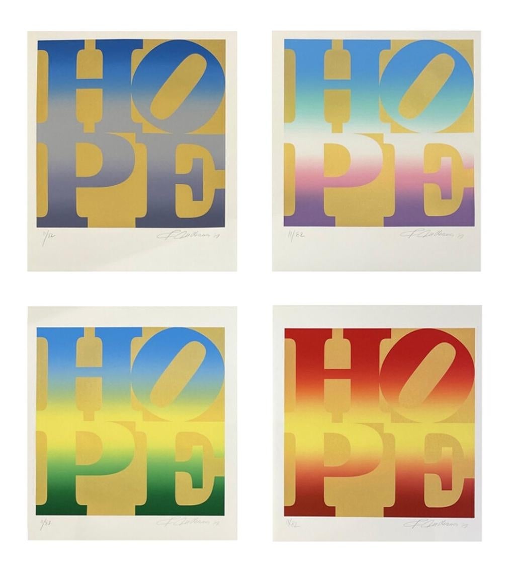 Robert Indiana Print - Four Seasons of Hope (Gold) - Indiana, HOPE, Four Seasons, vivid colors, gold