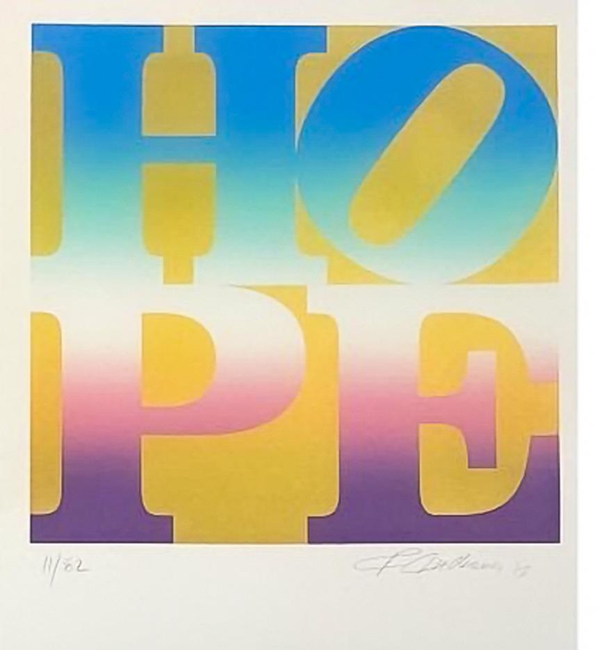 'Four Seasons of Hope Gold' Set of Four - Beige Figurative Print by Robert Indiana