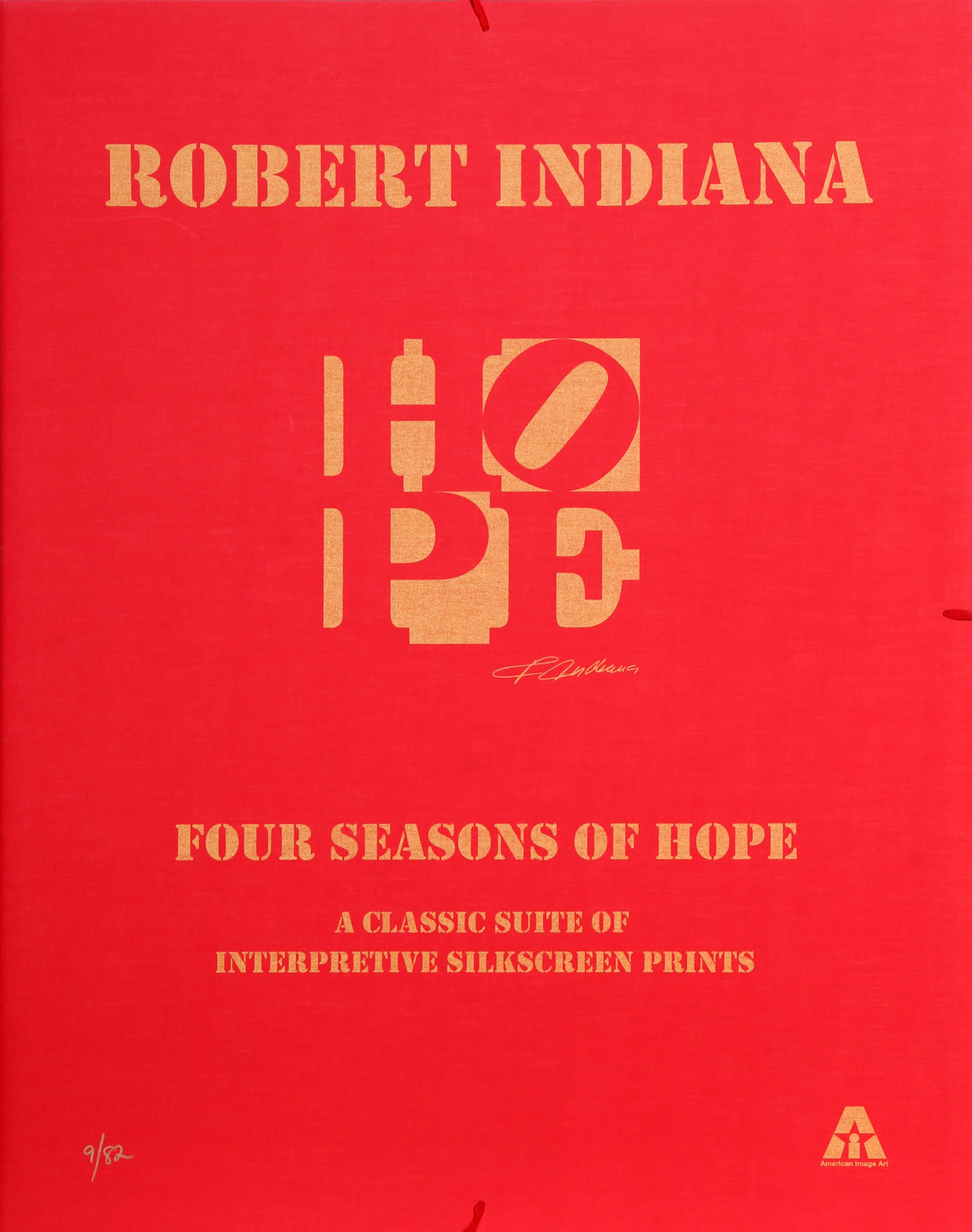 Four Seasons of HOPE (Gold), Suite of Four Silkscreens by Robert Indiana 1