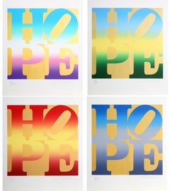 Four Seasons of HOPE (Gold), Suite of Four Silkscreens by Robert Indiana