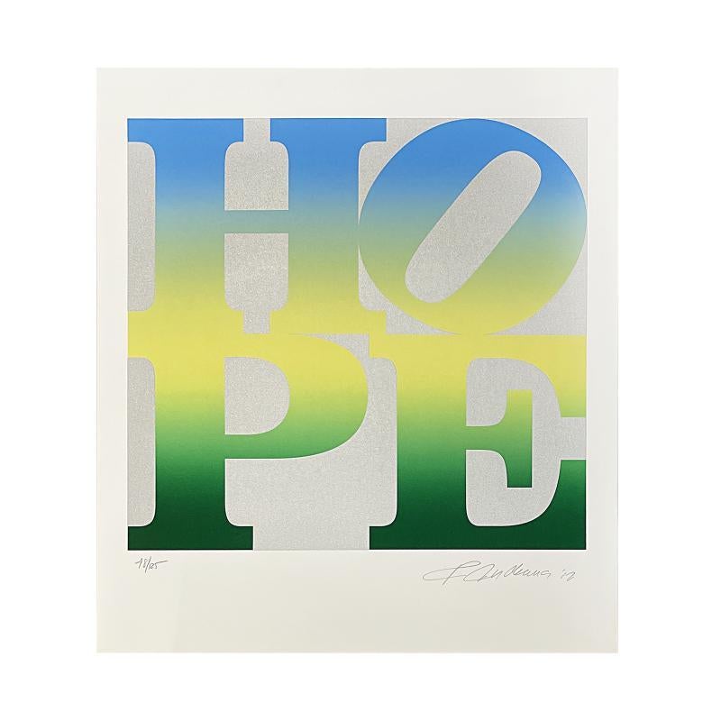 Summer from The Four Seasons of Hope, (blue/yellow/green) 48/100 Silver Edition  - Print by Robert Indiana