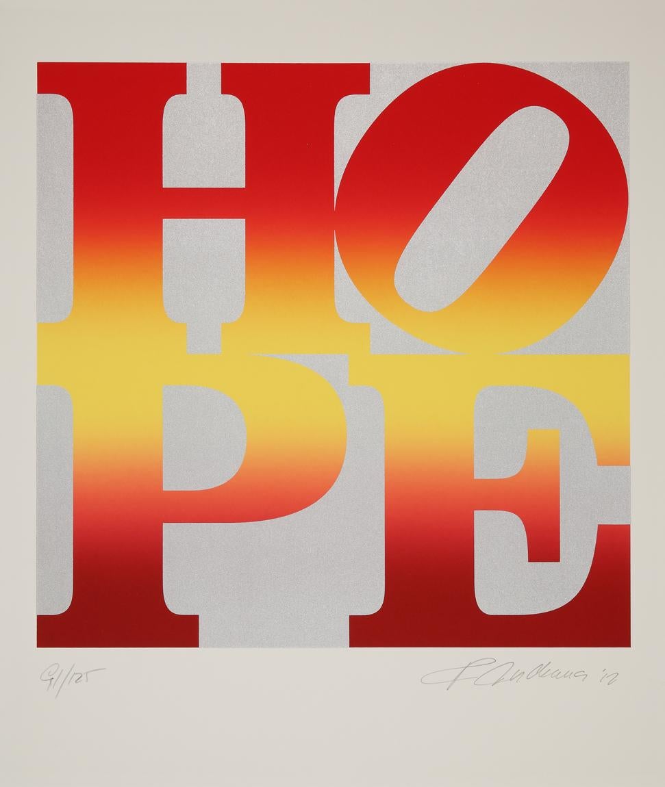 Four Seasons of Hope (Silver) - HOPE, Four Seasons, vivid colors, silver - Argent Print par Robert Indiana