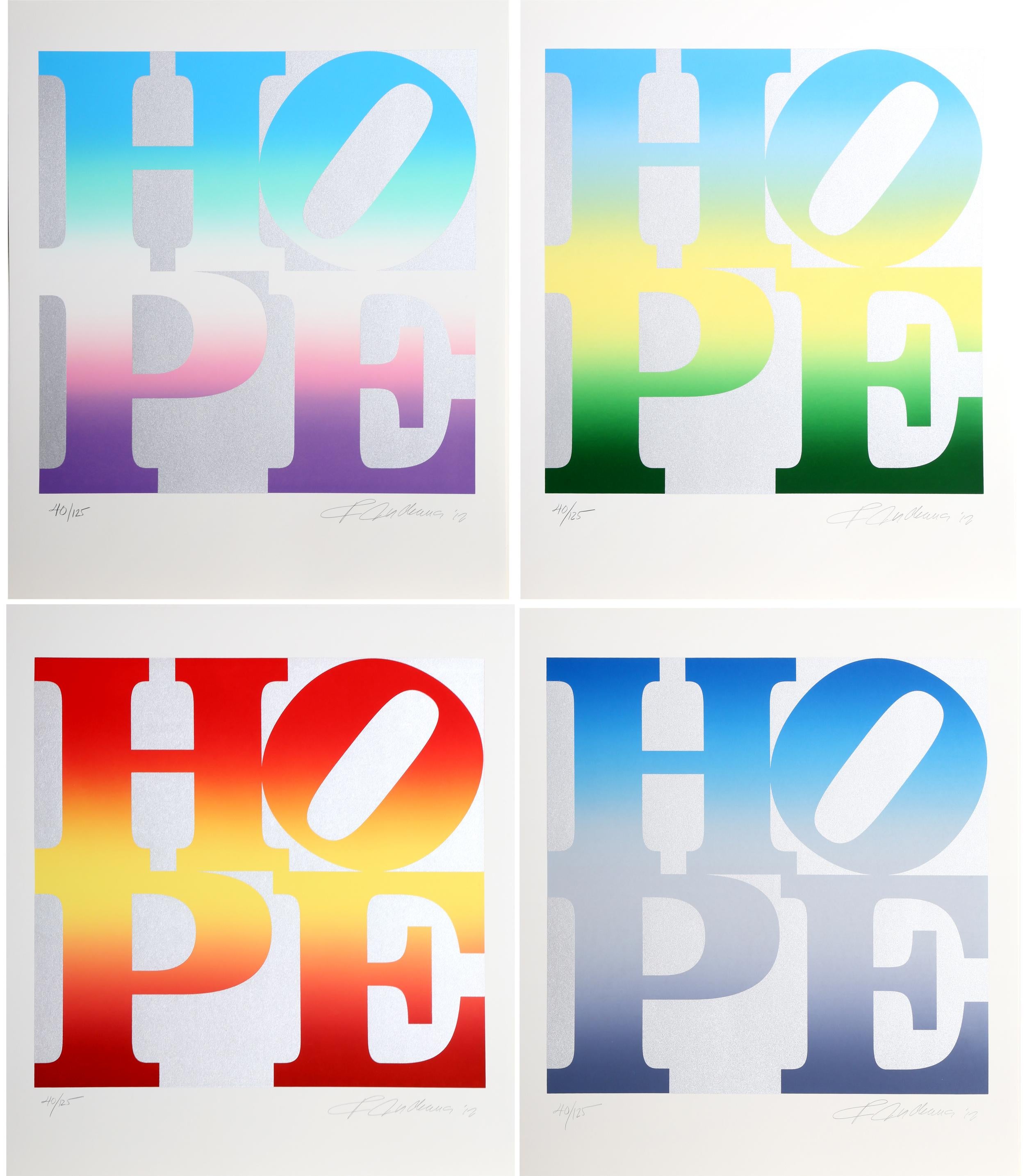 Four Seasons of HOPE (Silver), Suite of Four Silkscreens by Robert Indiana