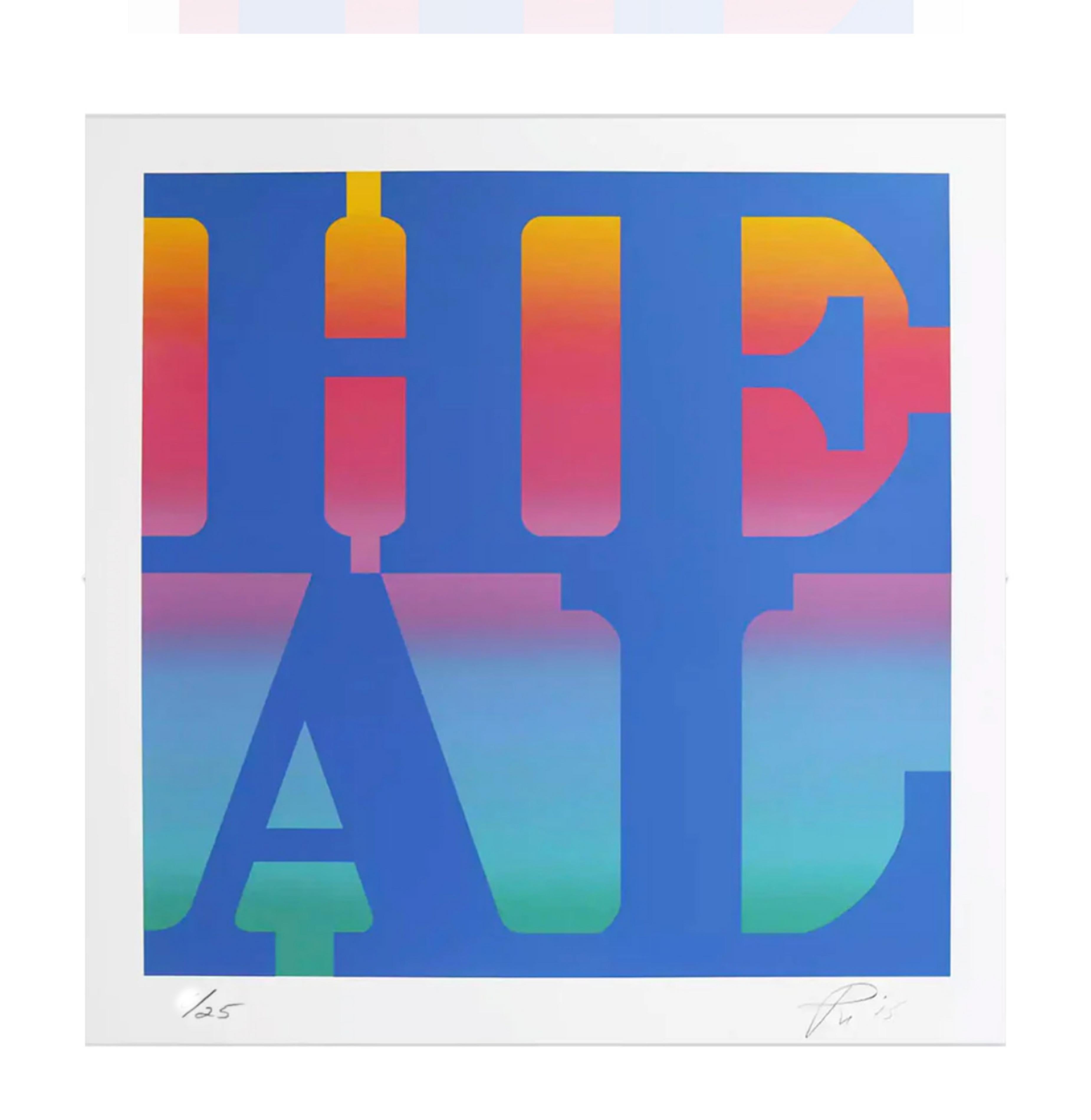 Robert Indiana
HEAL, 2015
Silkscreen on 2ply Rising Museum Board
Signed, dated and numbered 5/25 on the front
This is one of the last works the artist personally signed before he passed away; the message HEAL was very personal to him - and one that