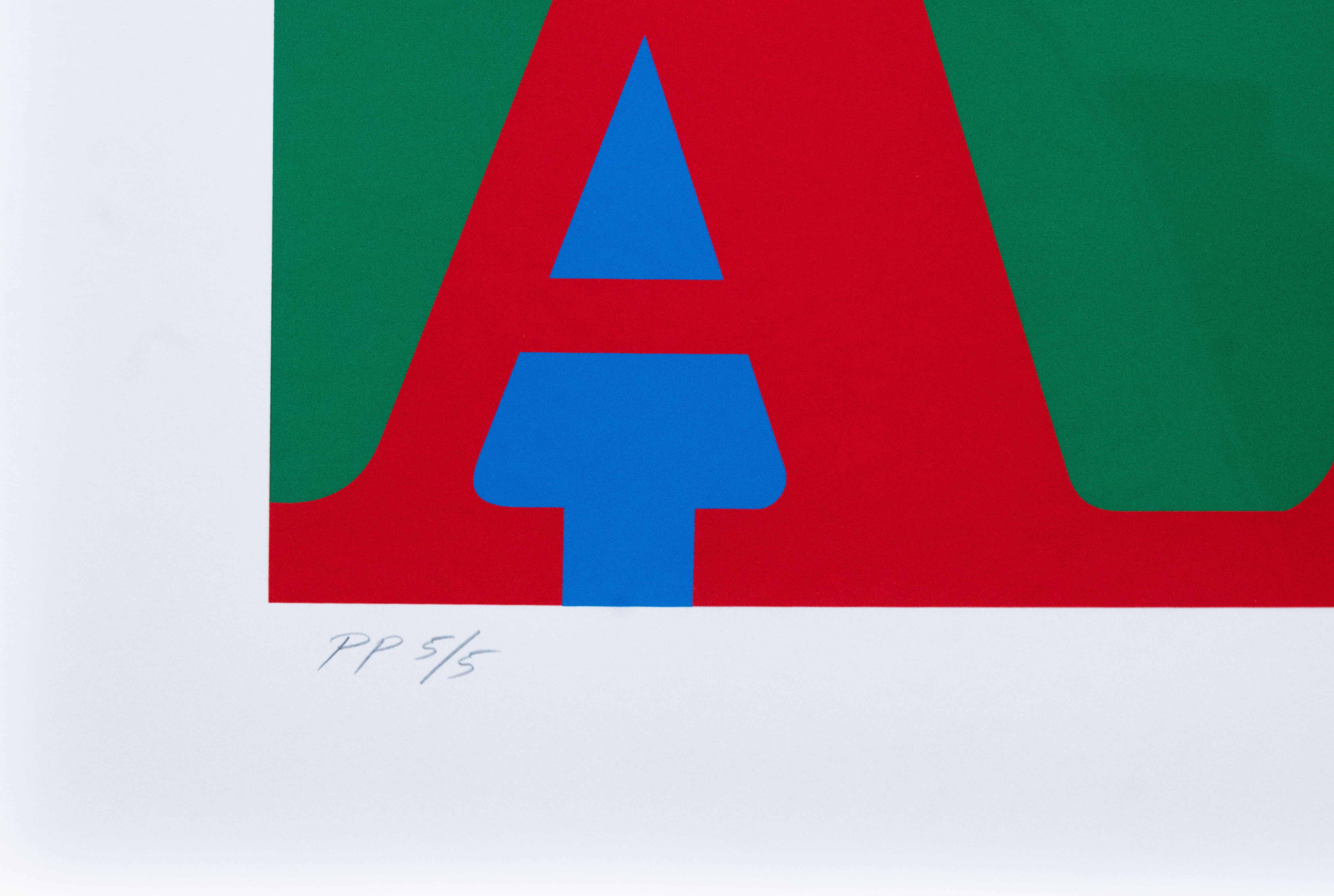 Heal (Rot, Grün, Blau Variation) (Nachkriegszeit), Print, von Robert Indiana