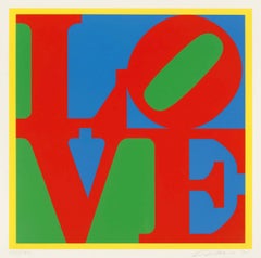 "Heliotherapy Love" an Iconic Robert Indiana Image - Red Blue Green Yellow LOVE