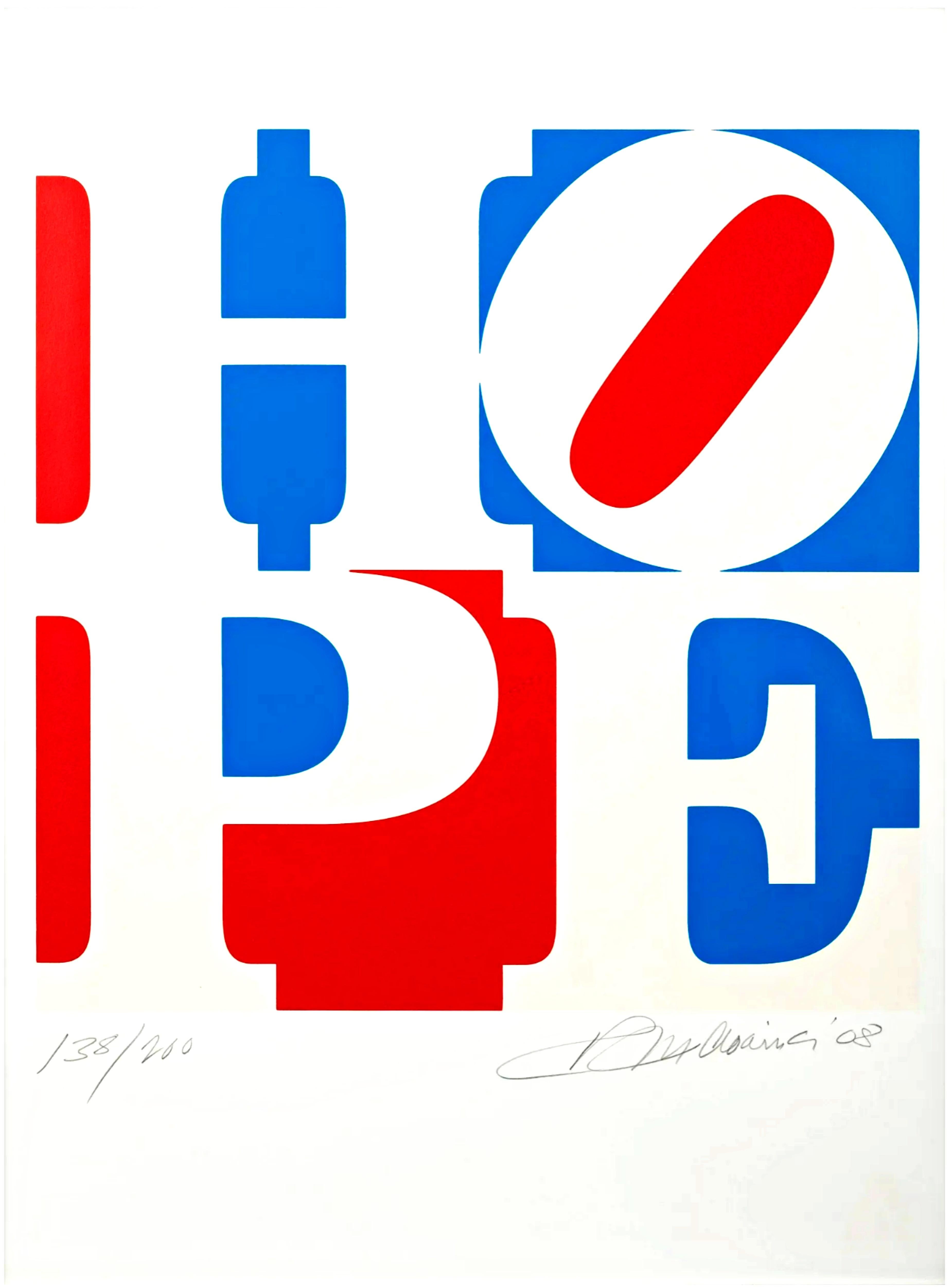 Figurative Print Robert Indiana - Sérigraphie HOPE, signée et numérotée pour le portfolio d'artistes pour Obama 138/200 