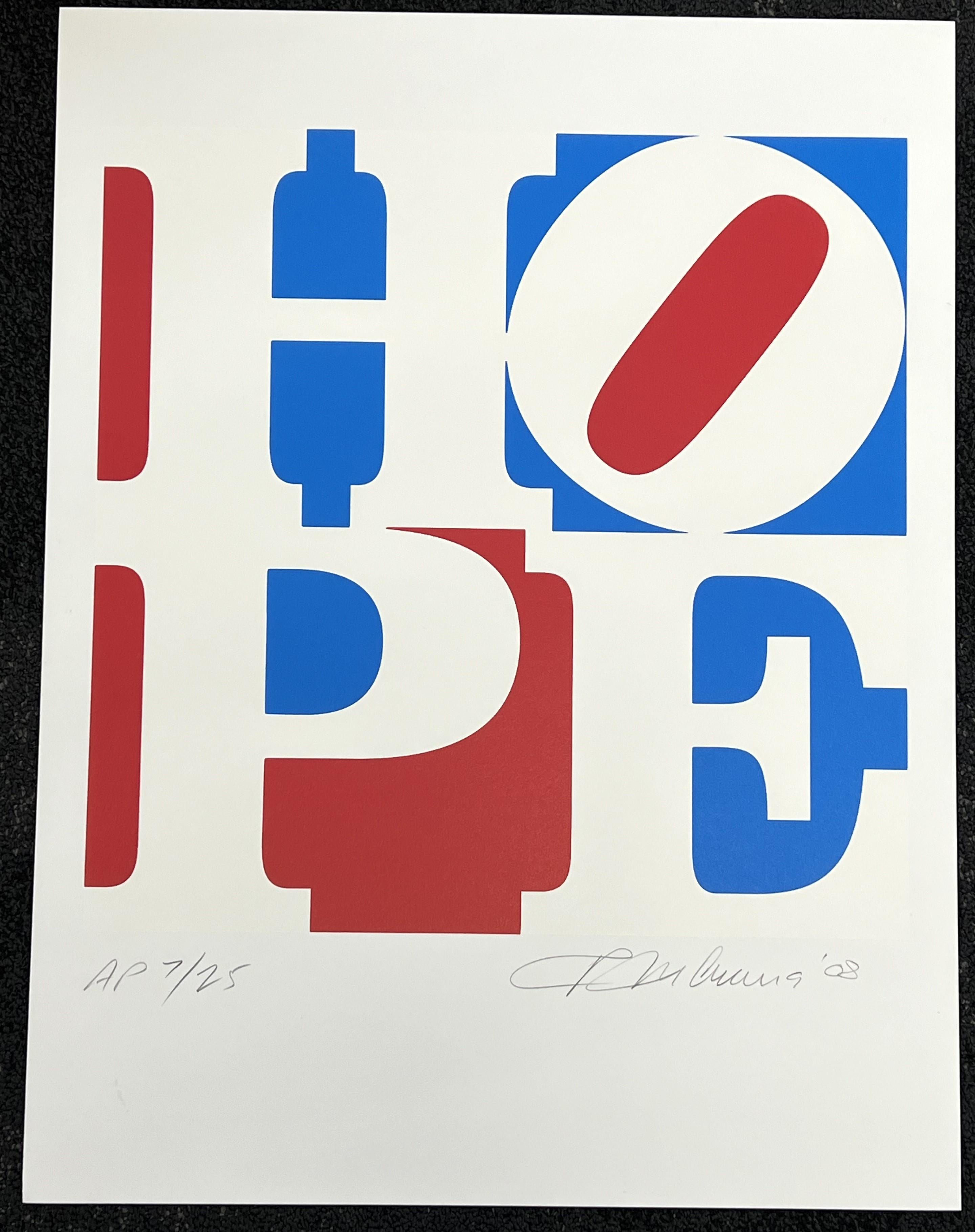 Hope (Red, White, and Blue), 2008.  Original screenprint Hand Signed & Numbered - Print by Robert Indiana