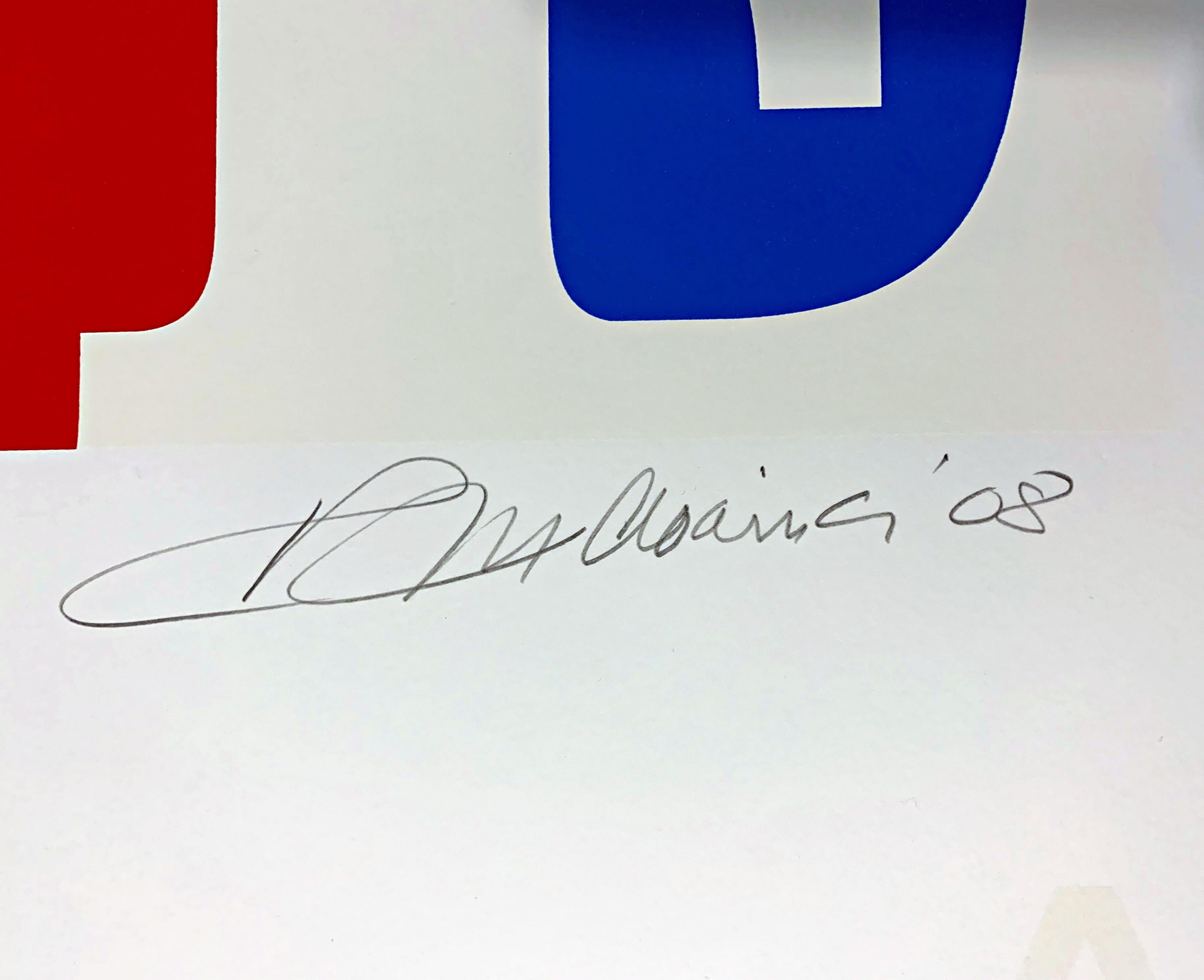 HOPE for America, signed and numbered silkscreen, Red White and Blue patriotic - Pop Art Print by Robert Indiana