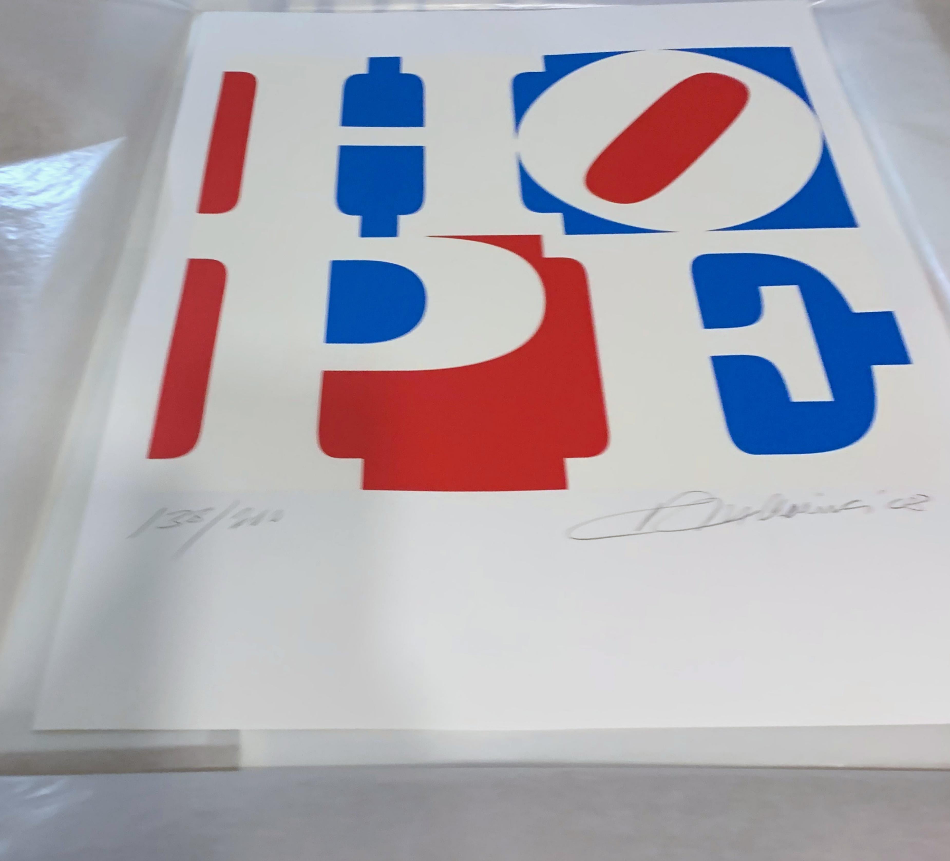 HOPE for America, signed and numbered silkscreen, Red White and Blue patriotic For Sale 1